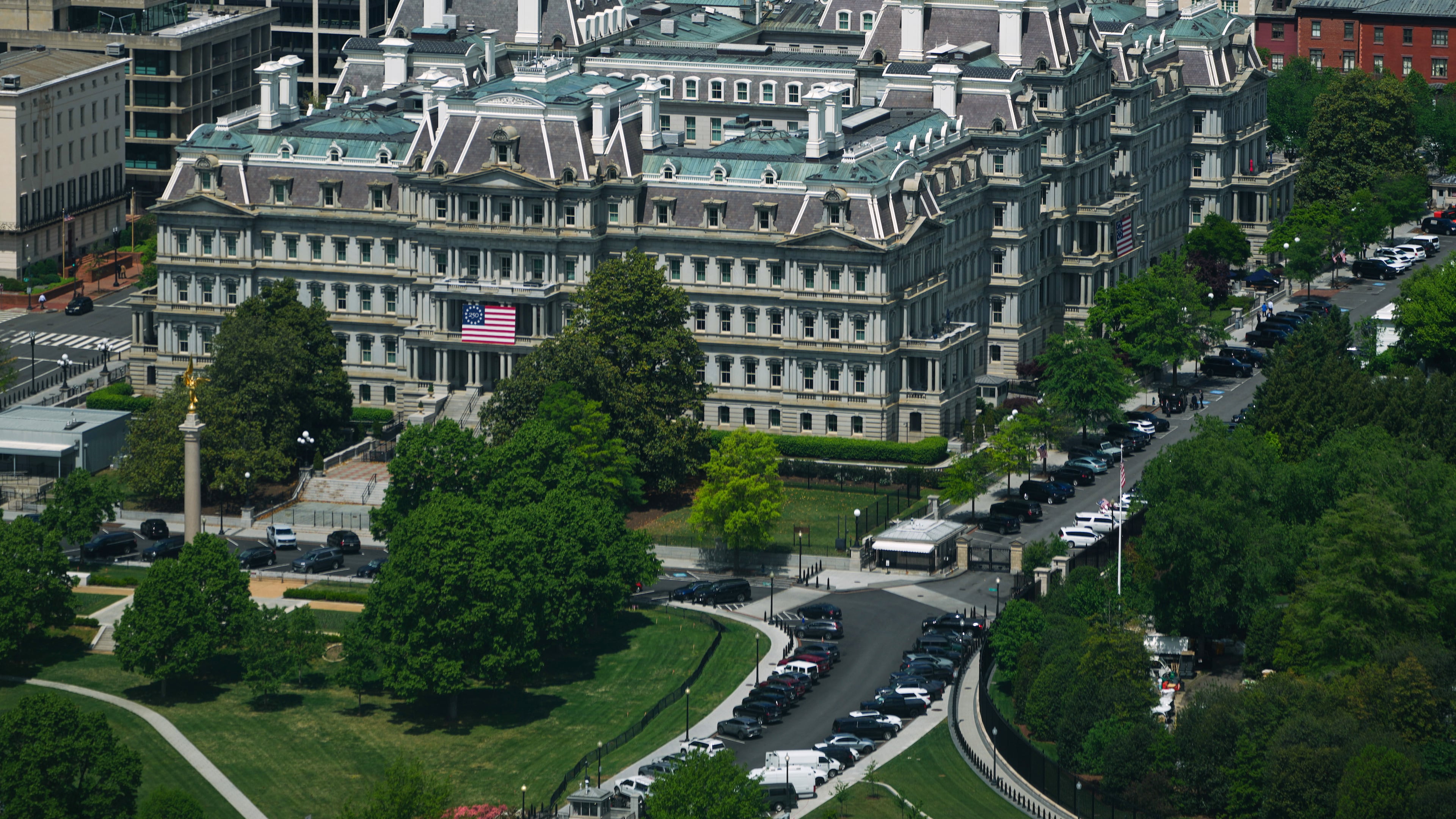 FILE - The Eisenhower Executive Office Building is seen at the White House complex, April 20, 2026, in Washington. (AP Photo/Julia Demaree Nikhinson, File)