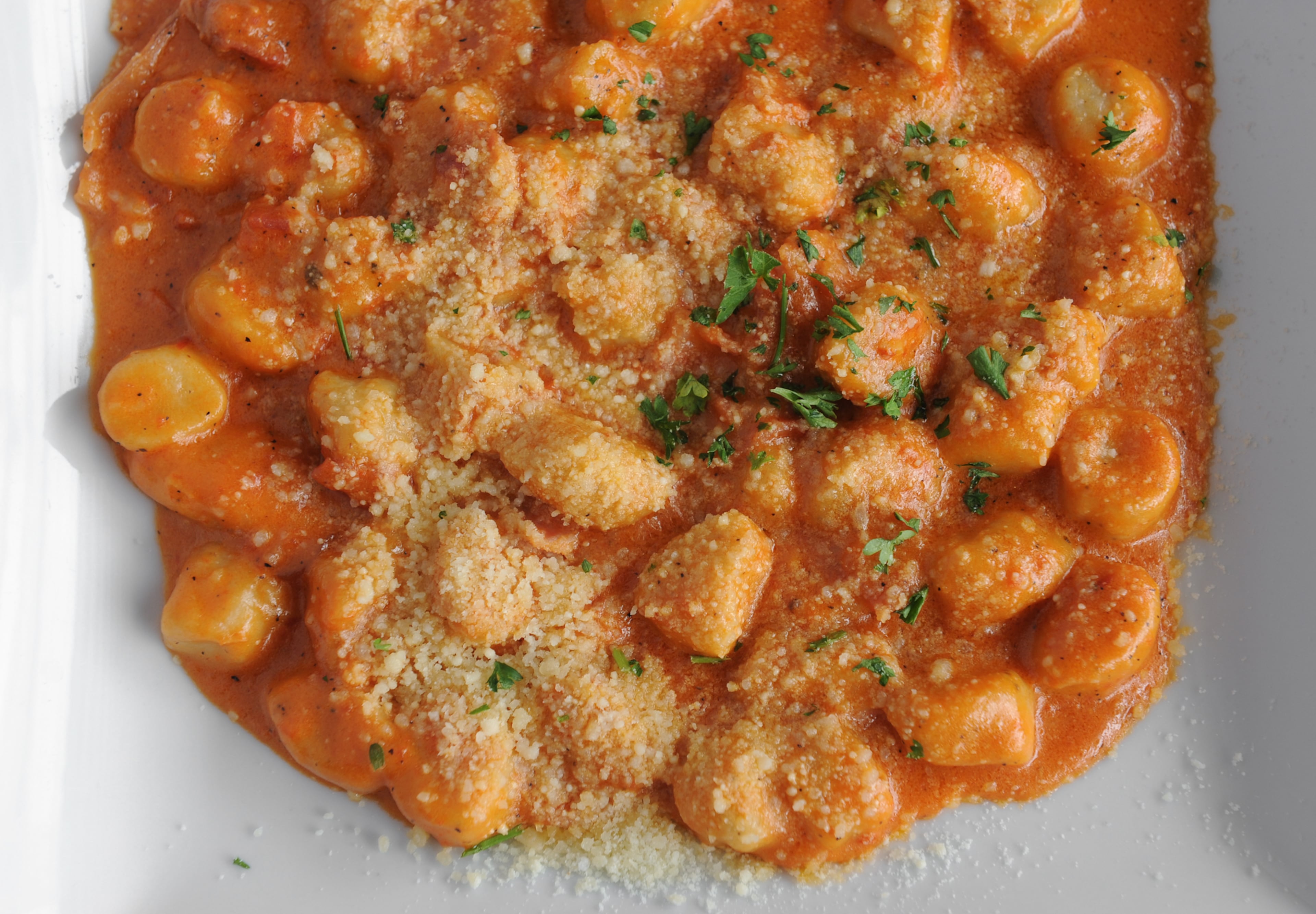 Homemade Gnocchi in vodka sauce. (BECKY STEIN PHOTOGRAPHY)