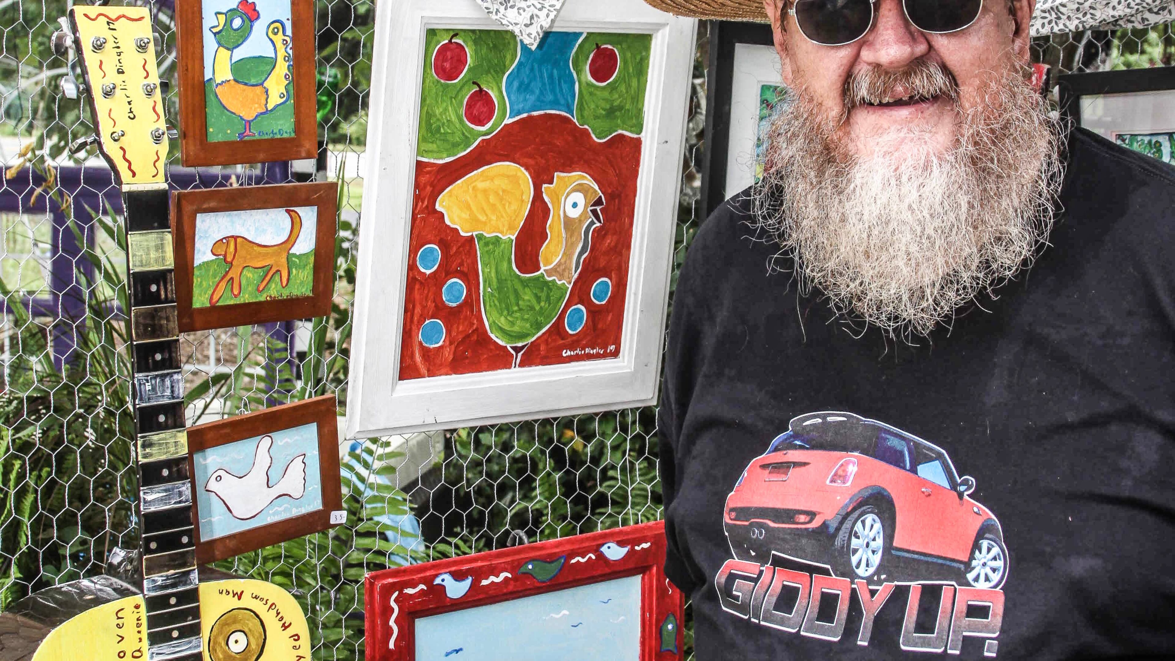 Charlie Dingler of Clayton, known for his boldly painted yard art, credits the Viral Art Facebook page with supporting him throughout a summer of canceled folk art festivals due to COVID-19.
Courtesy of Robert White