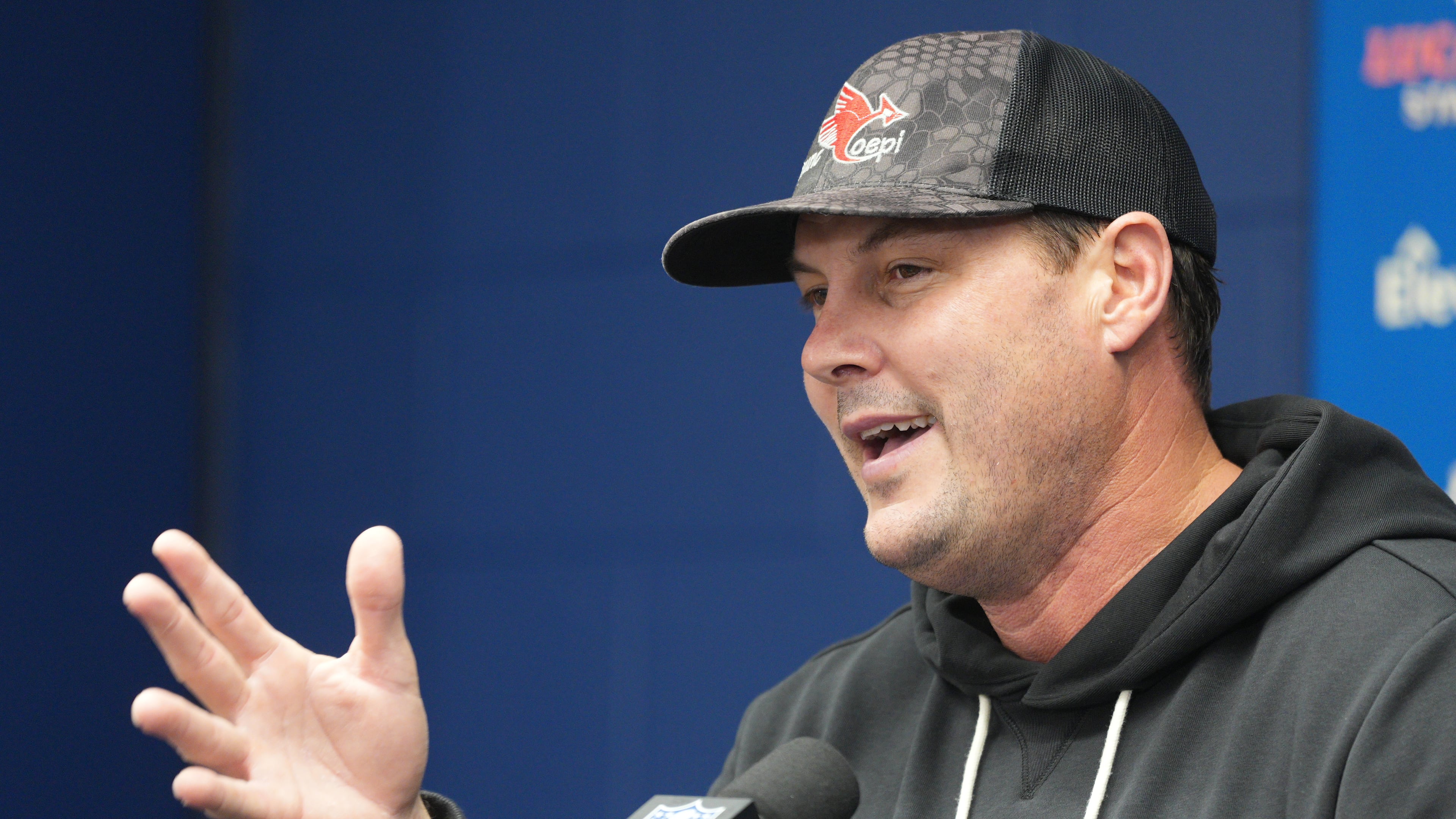 Indianapolis Colts quarterback Philip Rivers speaks during a news conference following an NFL football game against the Jacksonville Jaguars Sunday, Dec. 28, 2025, in Indianapolis. (AP Photo/AJ Mast)