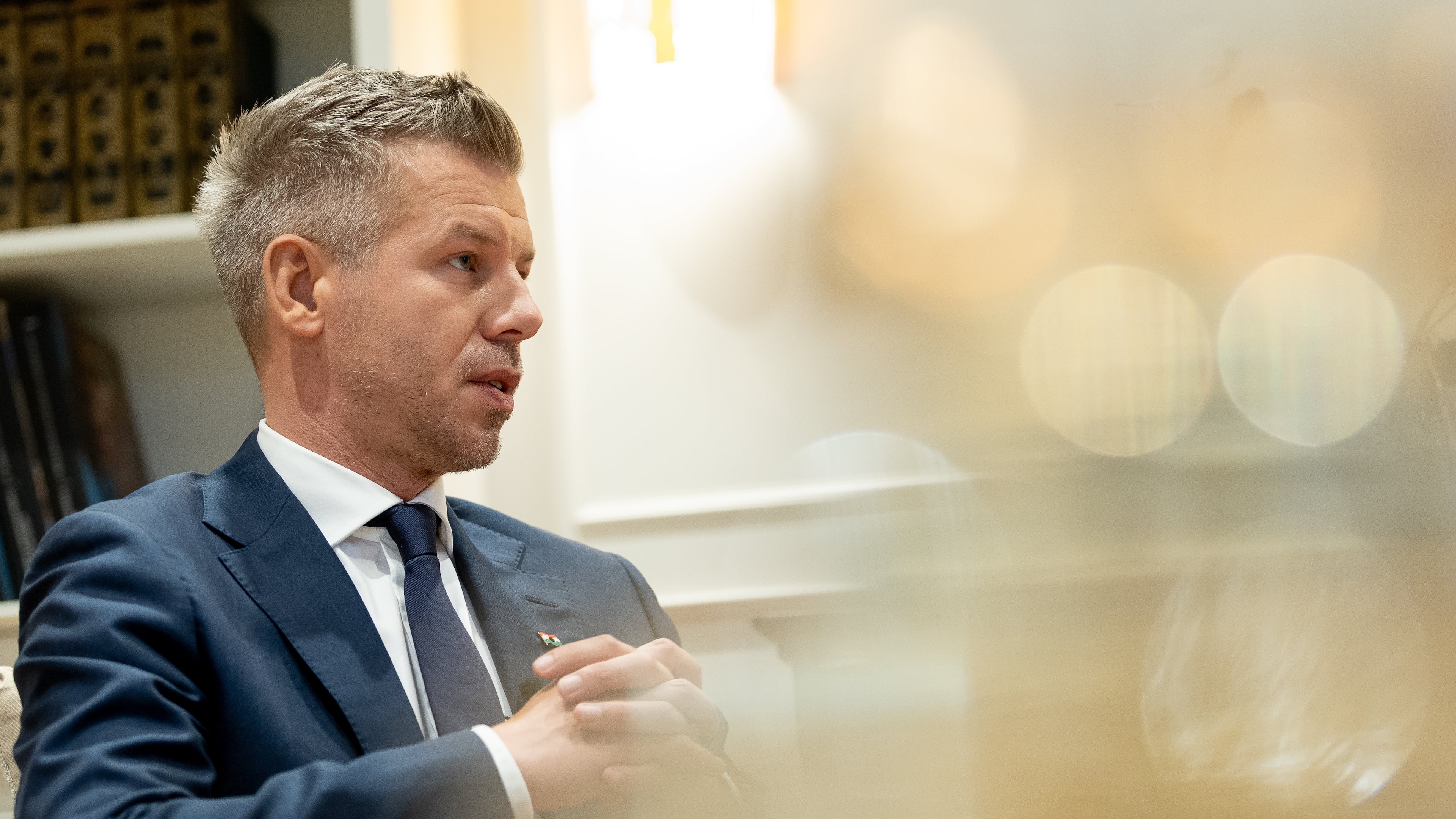 Hungary Prime Minister Peter Magyar speaks during an interview with The Associated Press in Budapest, Tuesday, Oct. 20, 2026. (AP Photo/Rudolf Karancsi Albert)