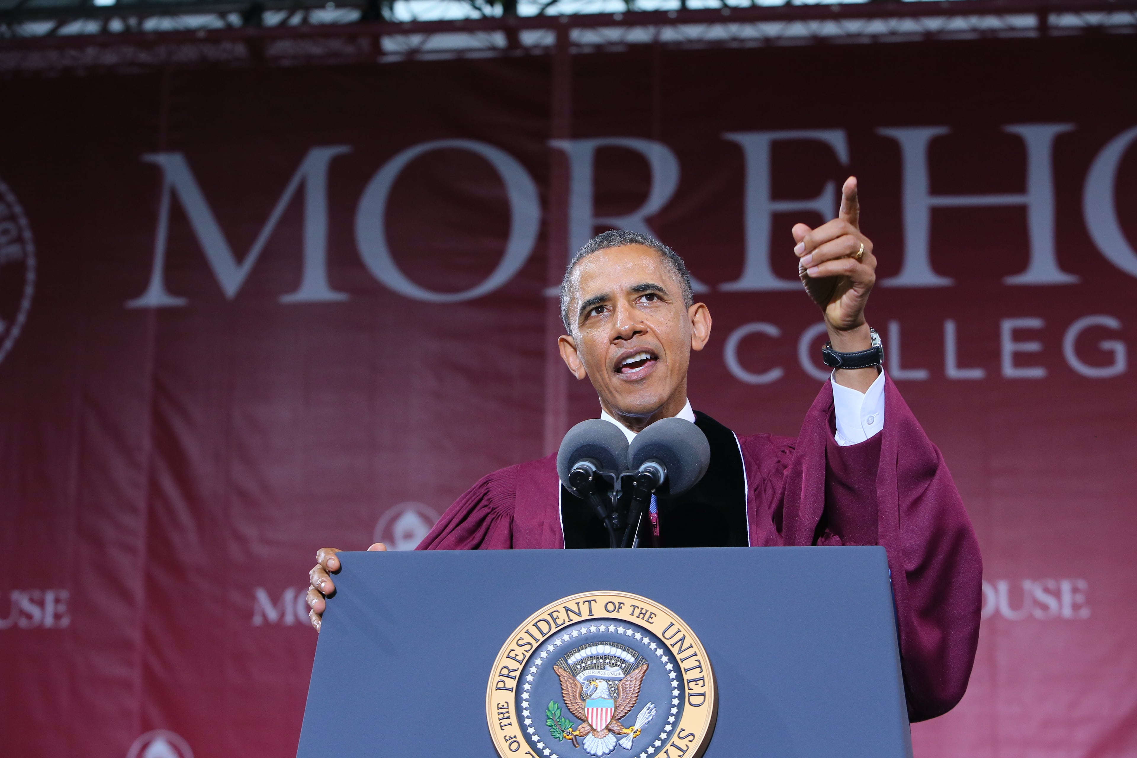 President Barack Obama at the Morehouse spring commencement.