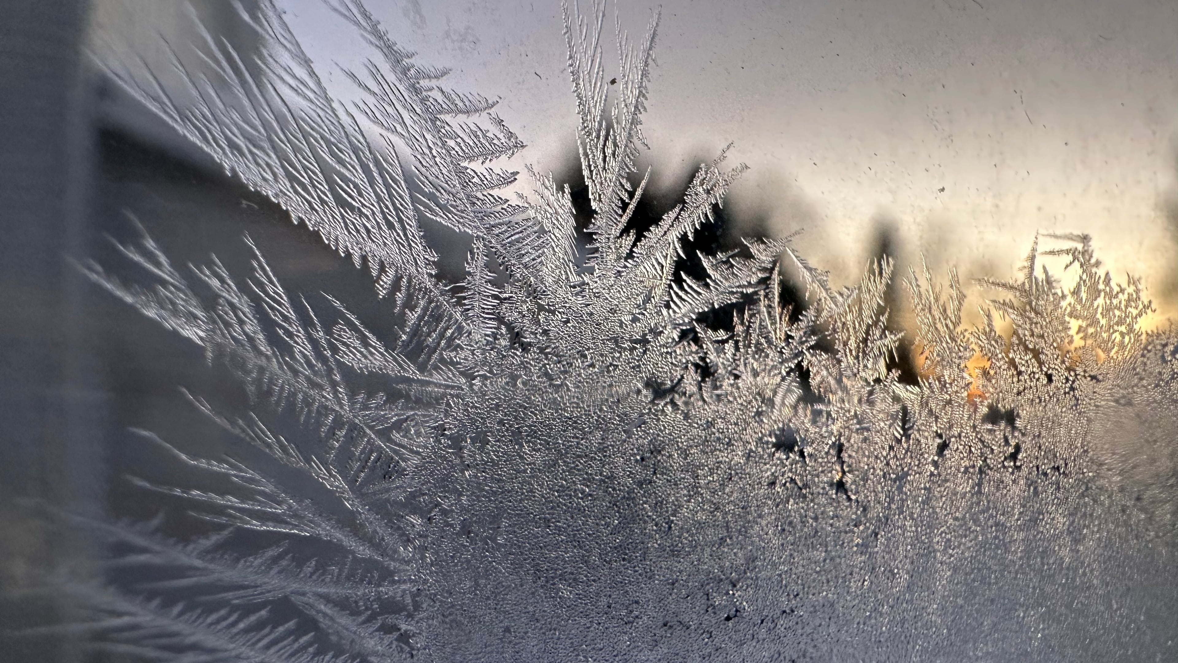 Ice crystals form inside a kitchen window in Lowville, New York, Saturday, Jan. 24, 2026. (AP Photo/Cara Anna)