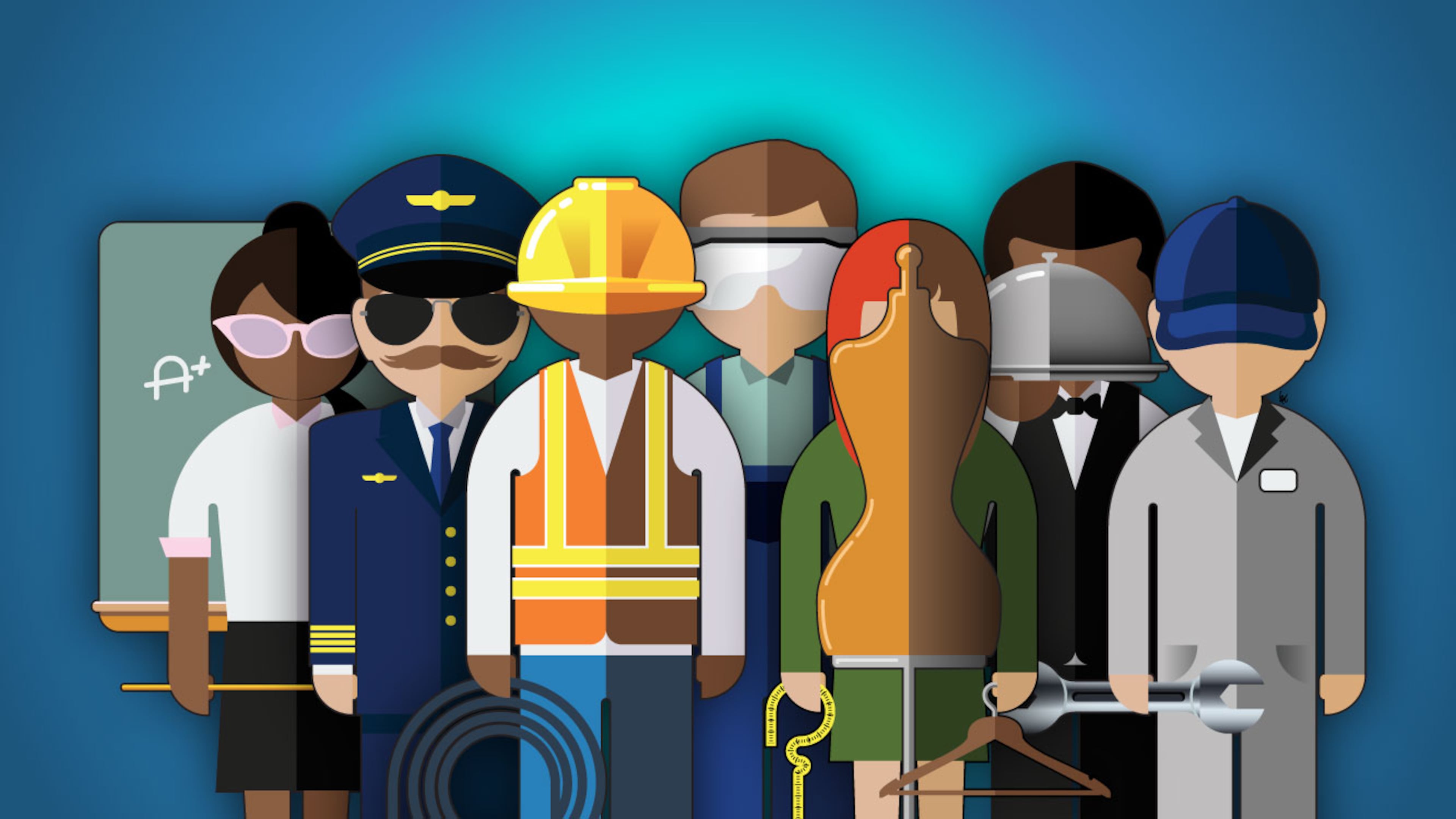 Illustration featuring major industry workers in Georgia