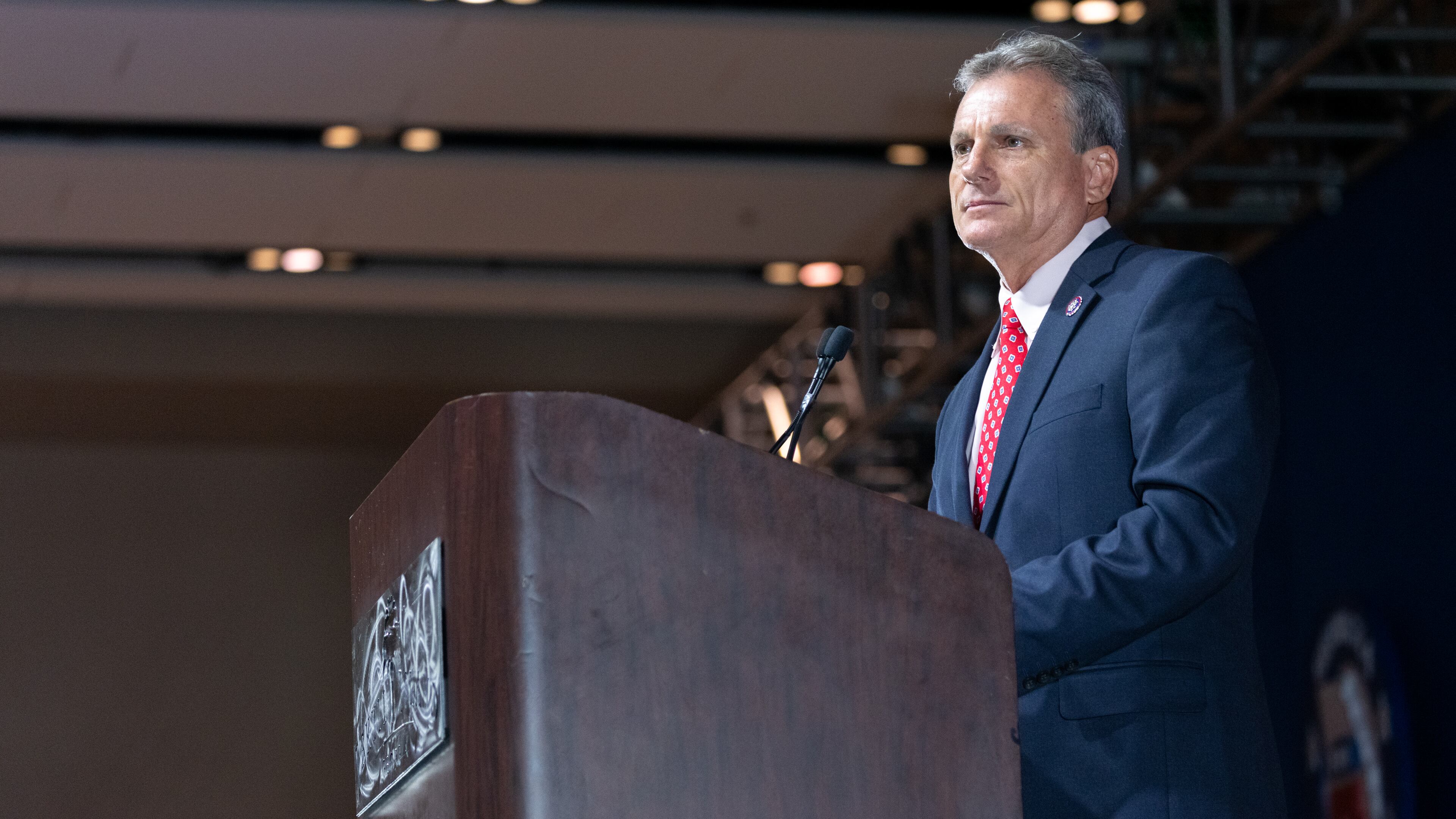 Rep. Buddy Carter (R-GA) speaks at the Georgia GOP State Convention in Jekyll Island, Georgia on June 5th, 2021. Nathan Posner for the Atlanta-Journal-Constitution