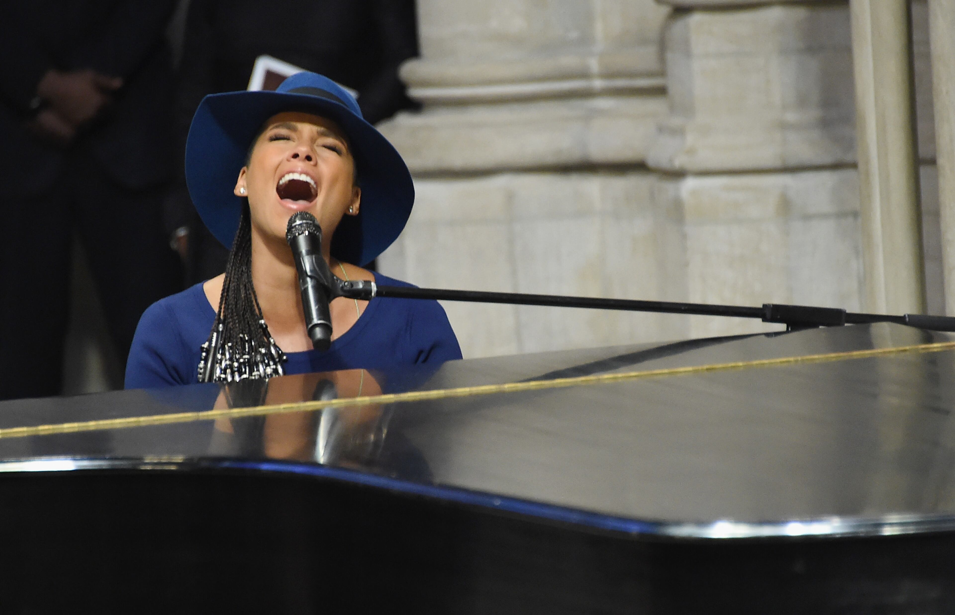 NEW YORK, NY - SEPTEMBER 20: Musician Alicia Keys attends the Ruby Dee Memorial Service at Assembly Hall of the Riverside Church on September 20, 2014 in New York City. (Photo by Mike Coppola/Getty Images)
