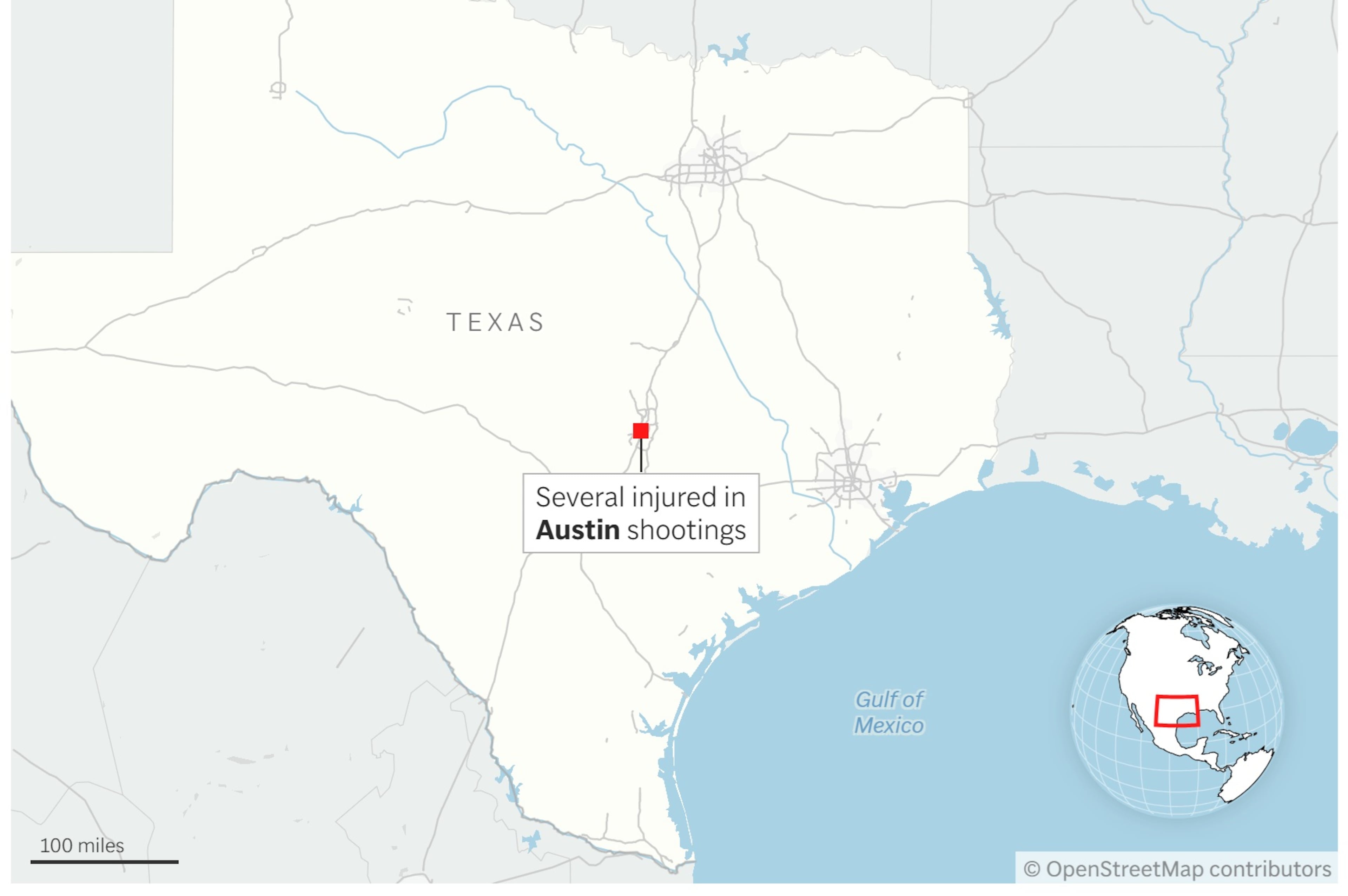 Multiple-Shootings-Texas-Austin-Map