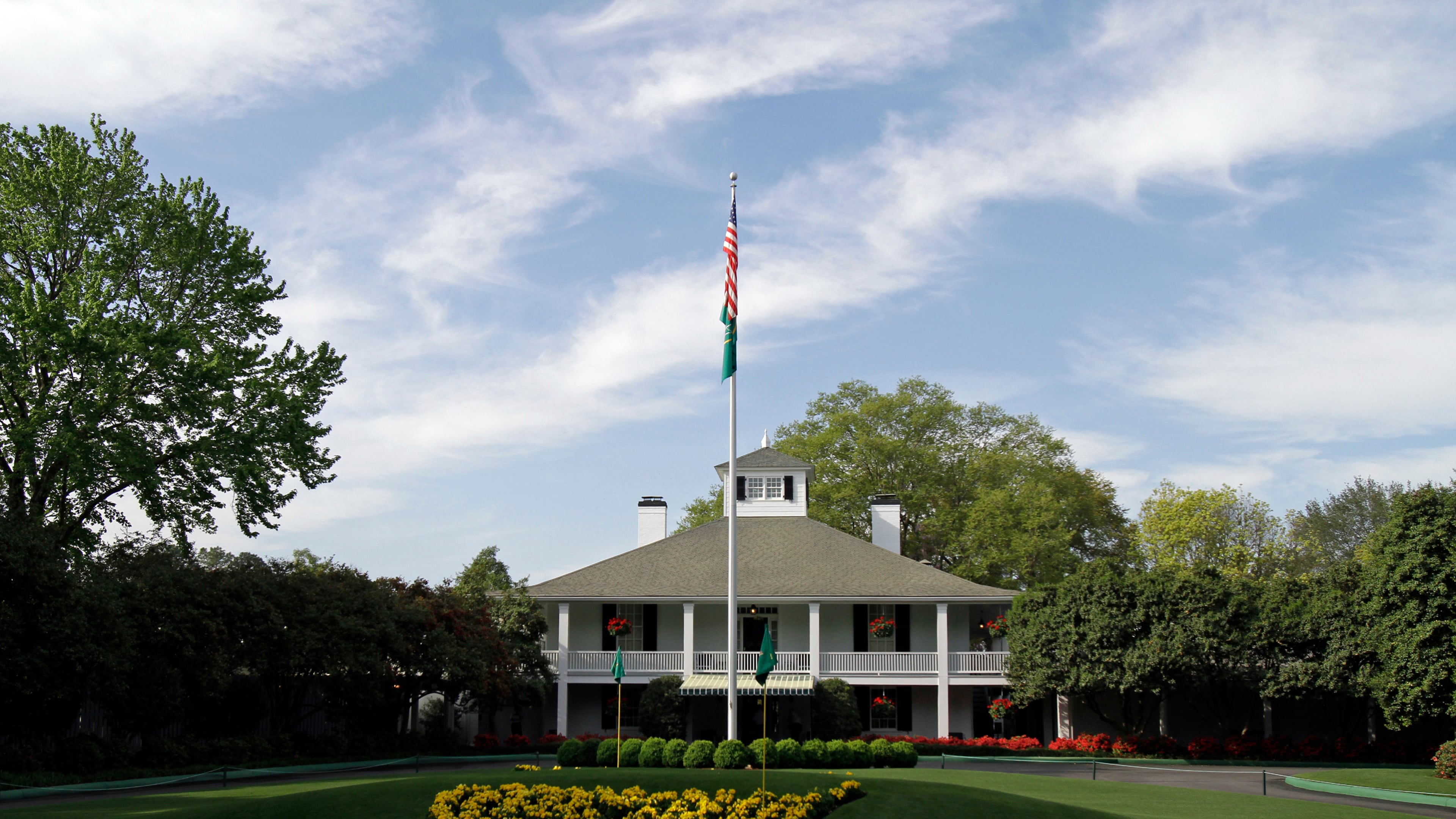 FILE - The Augusta National clubhouse during a practice round at the Masters golf tournament in Augusta, Ga., April 7, 2010. (AP Photo/Rob Carr, File)