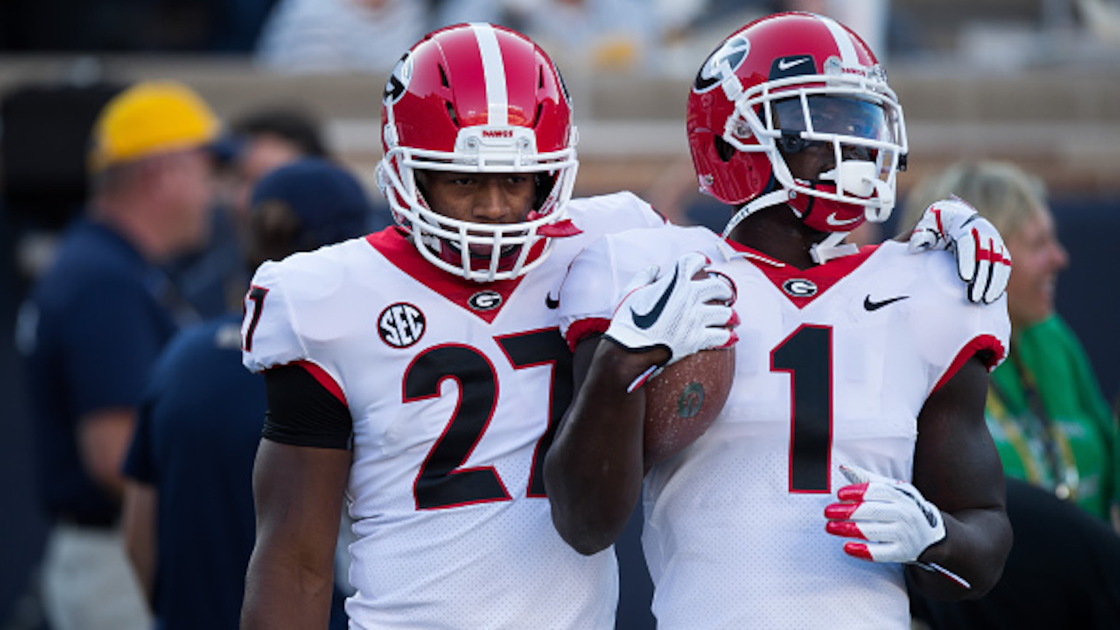 Georgia running backs Nick Chubb (left) and Sony Michel.