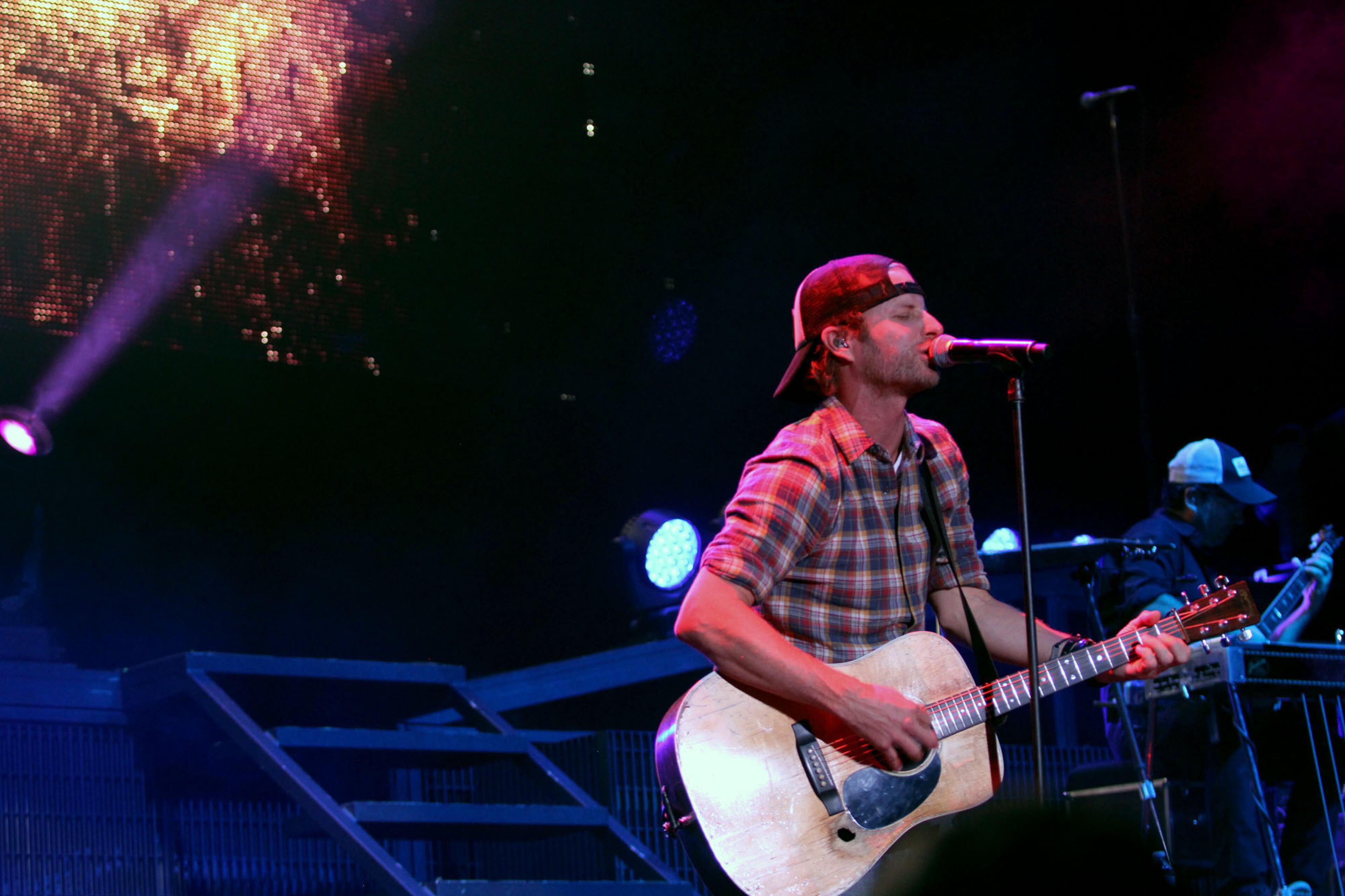 Dierks Bentley performs his hit single "5-1-5-0," from his album "Home," inspired by Van Halen's "5150" album, at Aaron's Amphitheatre at Lakewood in Atlanta Thursday, Sept. 19, 2013.