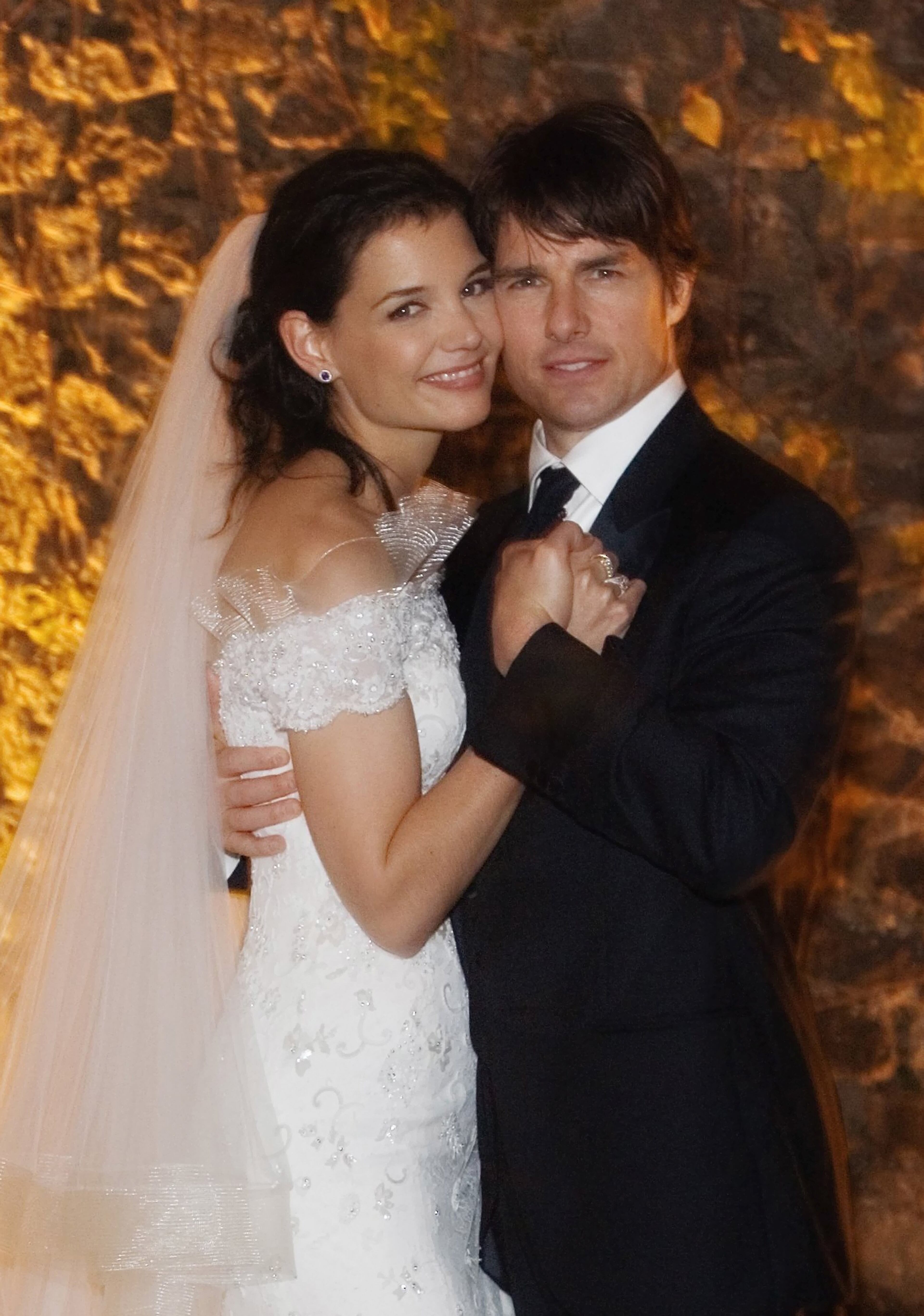 Actors Tom Cruise and Katie Holmes tied the knot in 2006 in a $2 million ceremony held at a castle in Italy. A-list guests including Jennifer Lopez and Victoria and David Beckham feasted on a five-tiered white chocolate wedding cake. STATUS: Divorced in 2012, one child together. (Photo by Robert Evans/Handout via Getty Images)