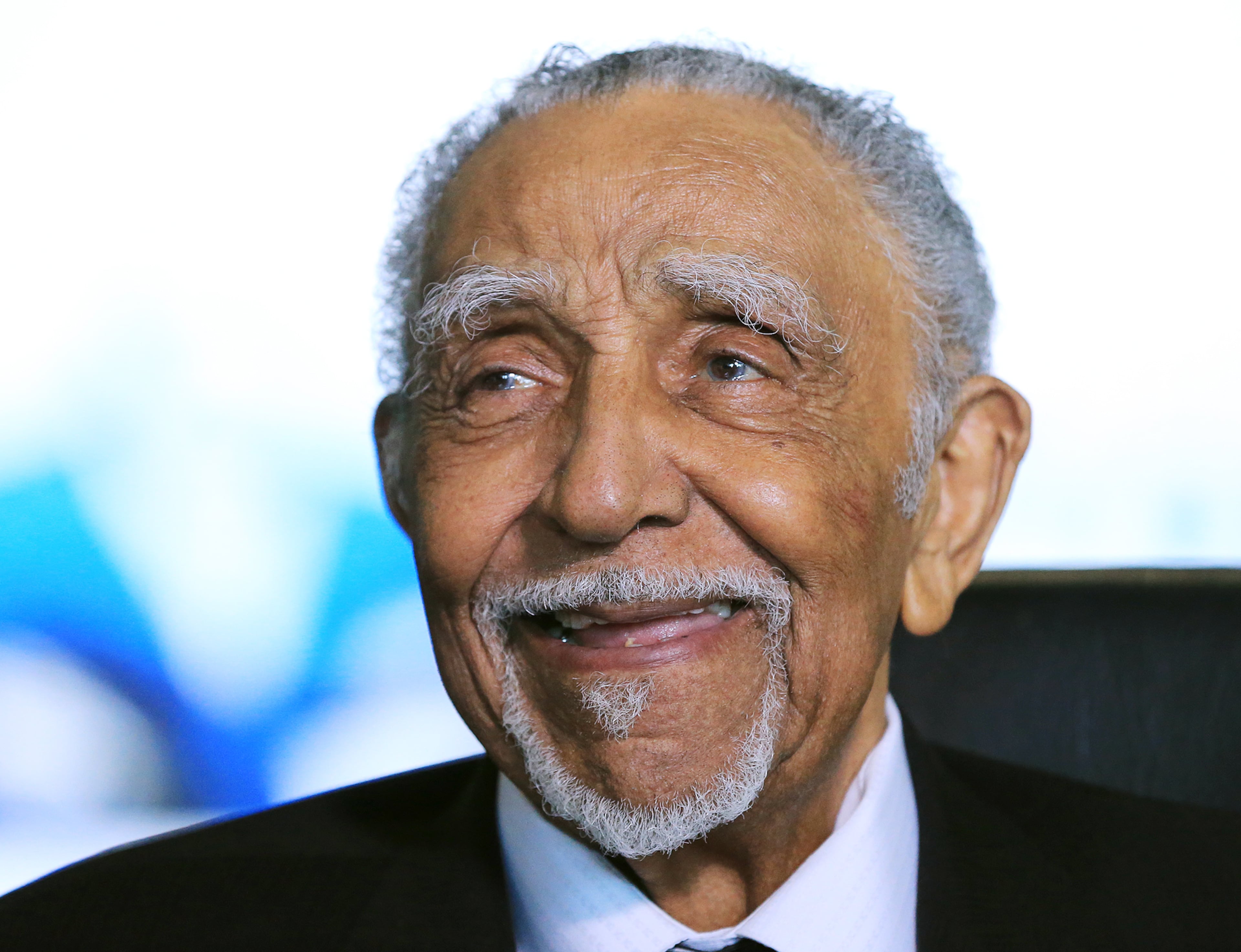 Rev. Dr. Joseph E. Lowery is all smiles as he arrives to celebrate his 94th birthday on Tuesday, Oct. 6, 2015 in Atlanta. Curtis Compton / ccompton@ajc.com
