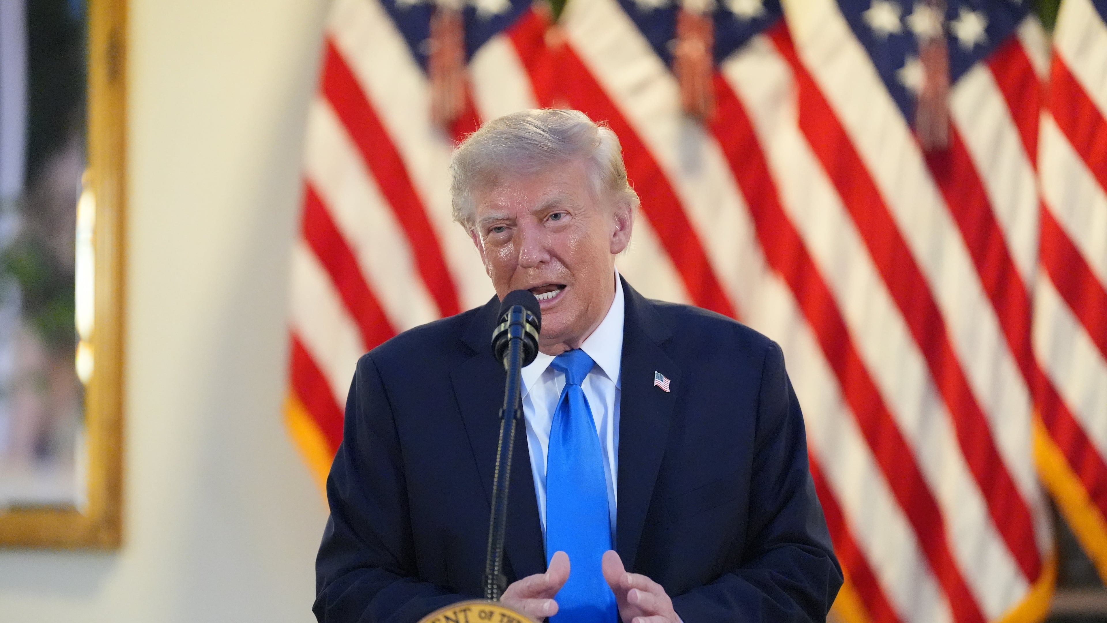 President Donald Trump speaks during an event with Republican lawmakers in the Rose Garden of the White House, Wednesday, Sept. 2, 2026, in Washington. (AP Photo/Alex Brandon)