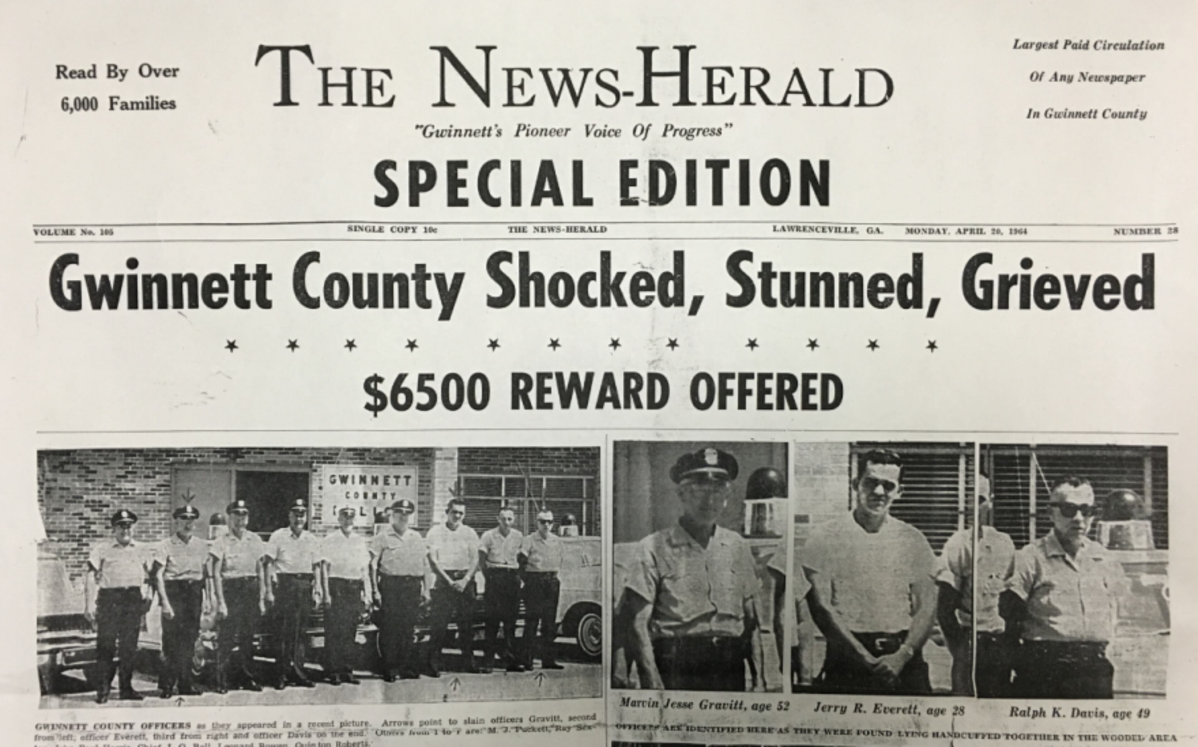 Evans and Williams put the officers in the backseat of the Oldsmobile and drove them further into the woods while Truett moved the police car from public view. After moving the police car, Truett got into the Chevrolet to move it closer to the other cars. As he was driving up, he thought he heard the sound of “firecrackers.” (PHOTOS COURTESY OF GWINNETT COUNTY POLICE DEPARTMENT)