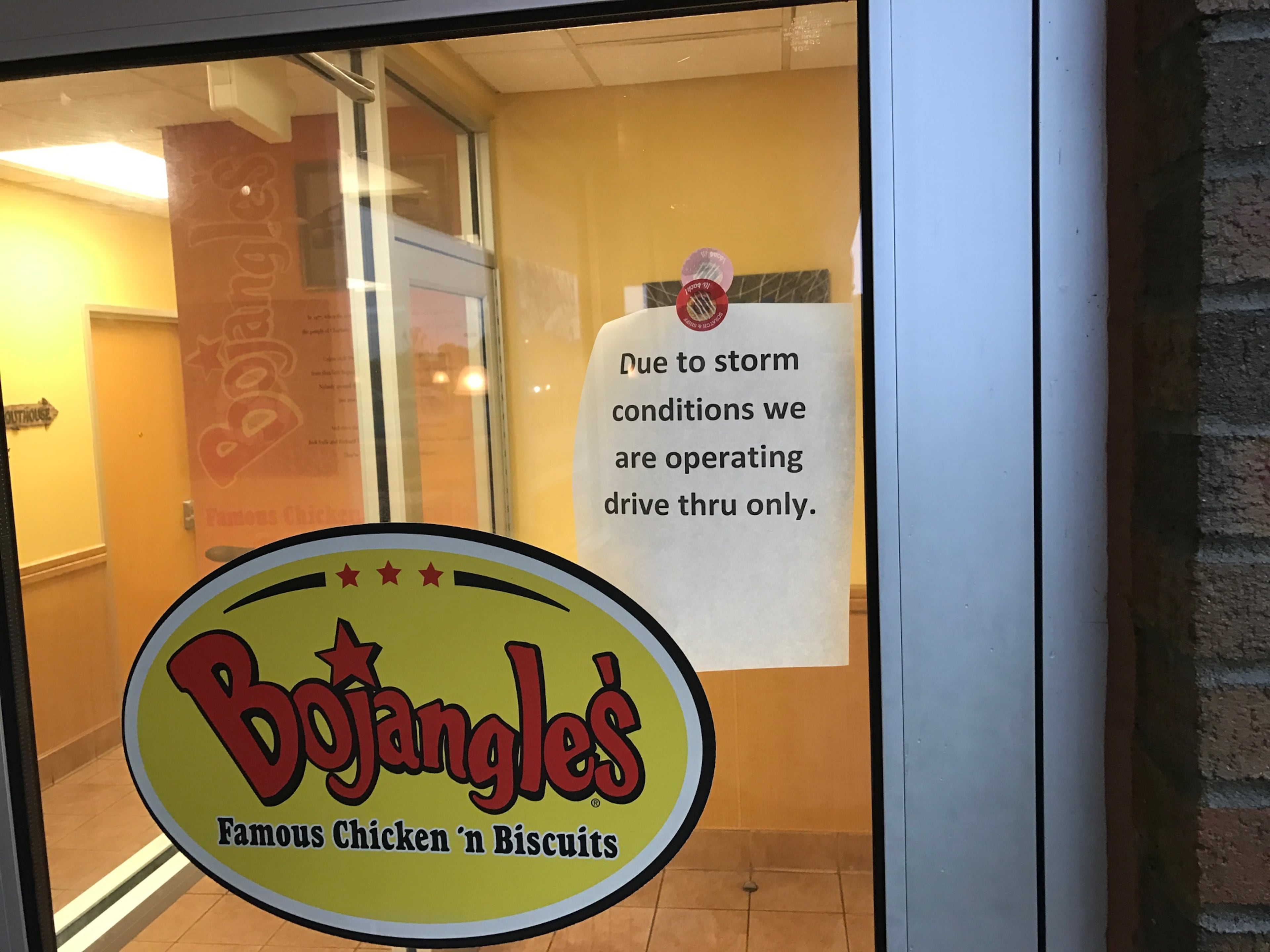 Several businesses along Schomburg Road off US 80 in Columbus, Ga., are closed or under abbreviated operations as they await storms.