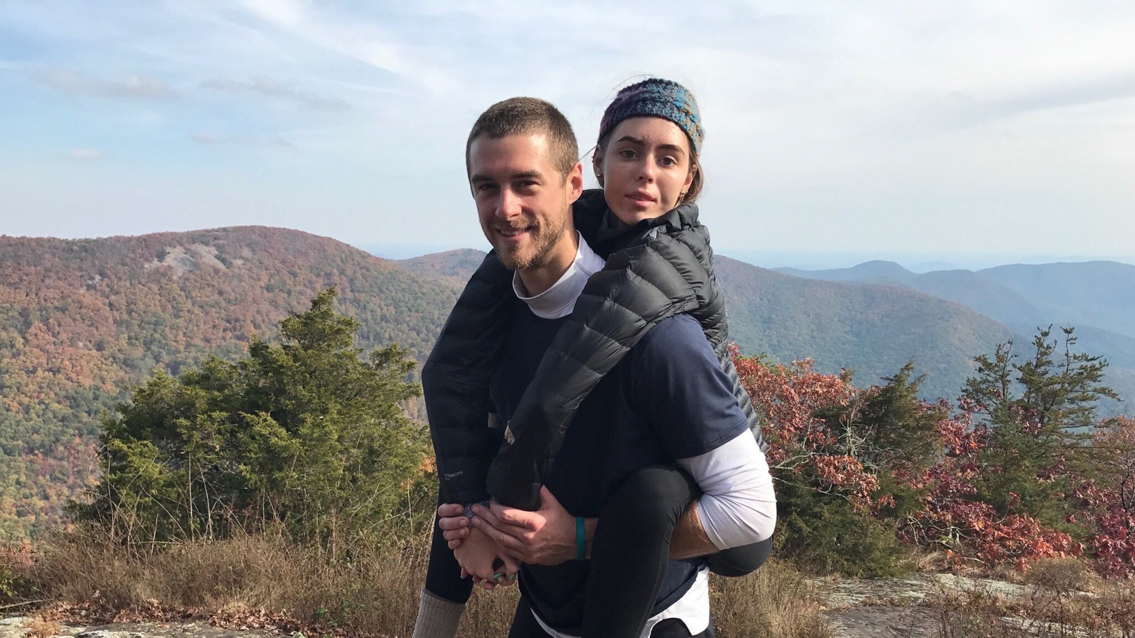 Carden and Spencer Wyckoff, who are sister and brother, participated recently in a piggyback hike through part of the Appalachian Trail. Carden, 23, was diagnosed with a form of muscular dystrophy when she was a child. CONTRIBUTED