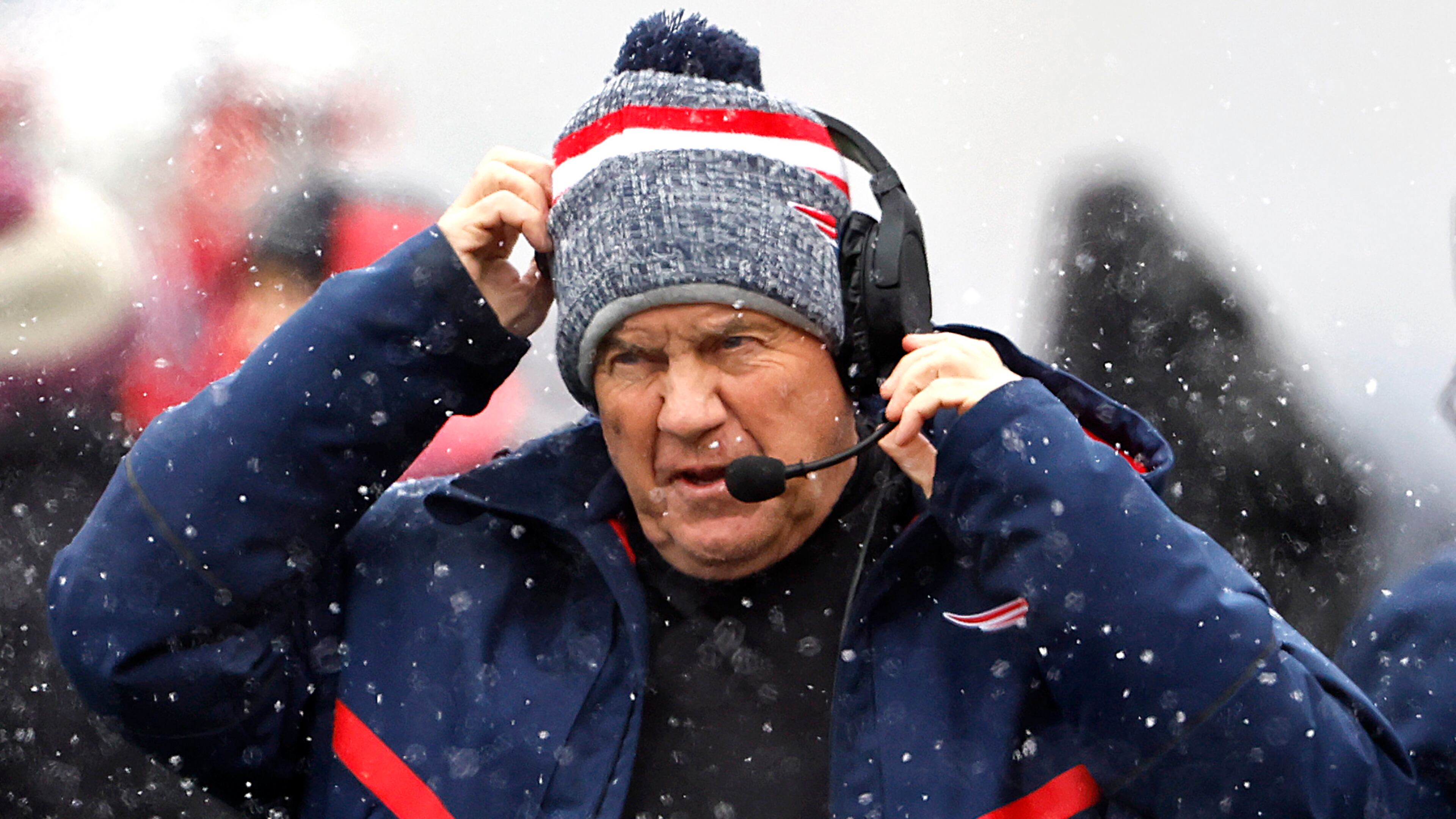 New England Patriots coach Bill Belichick looks on in the first half at Gillette Stadium on Jan. 7, 2024, in Foxborough, Massachusetts. (Winslow Townson/Getty Images/TNS)