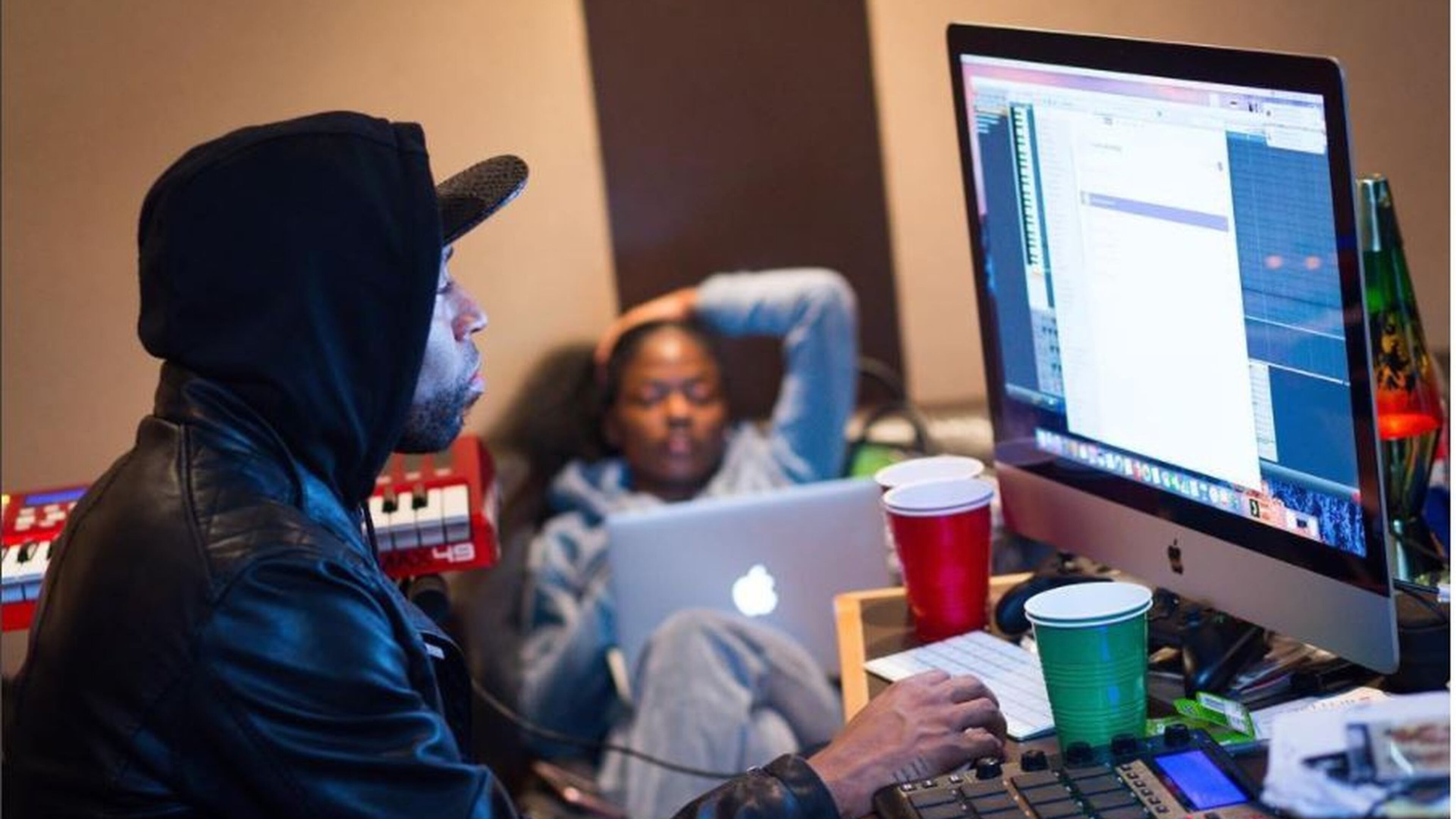 Drumma Boy and Omeretta aka Omeretta the Great in the studio. CONTRIBUTED BY DOMINIC FONDON