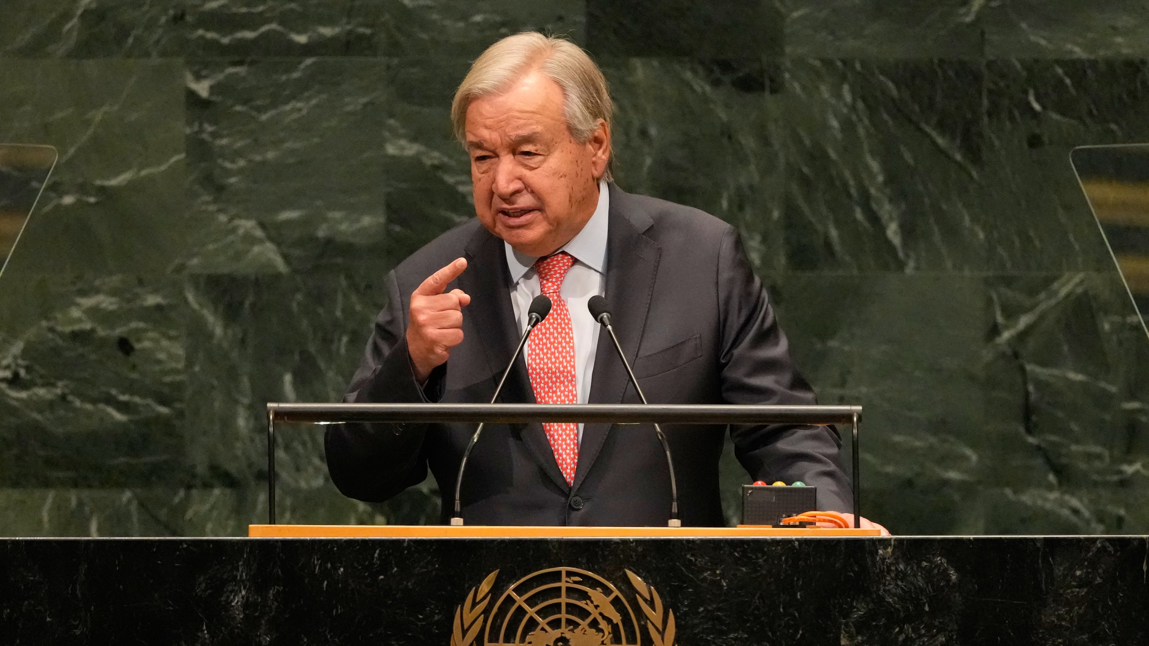 United Nations Secretary-General Antonio Guterres speaks during the 81st session of the United Nations General Assembly at United Nations headquarters, Tuesday, Sept. 22, 2026. (AP Photo/Seth Wenig)