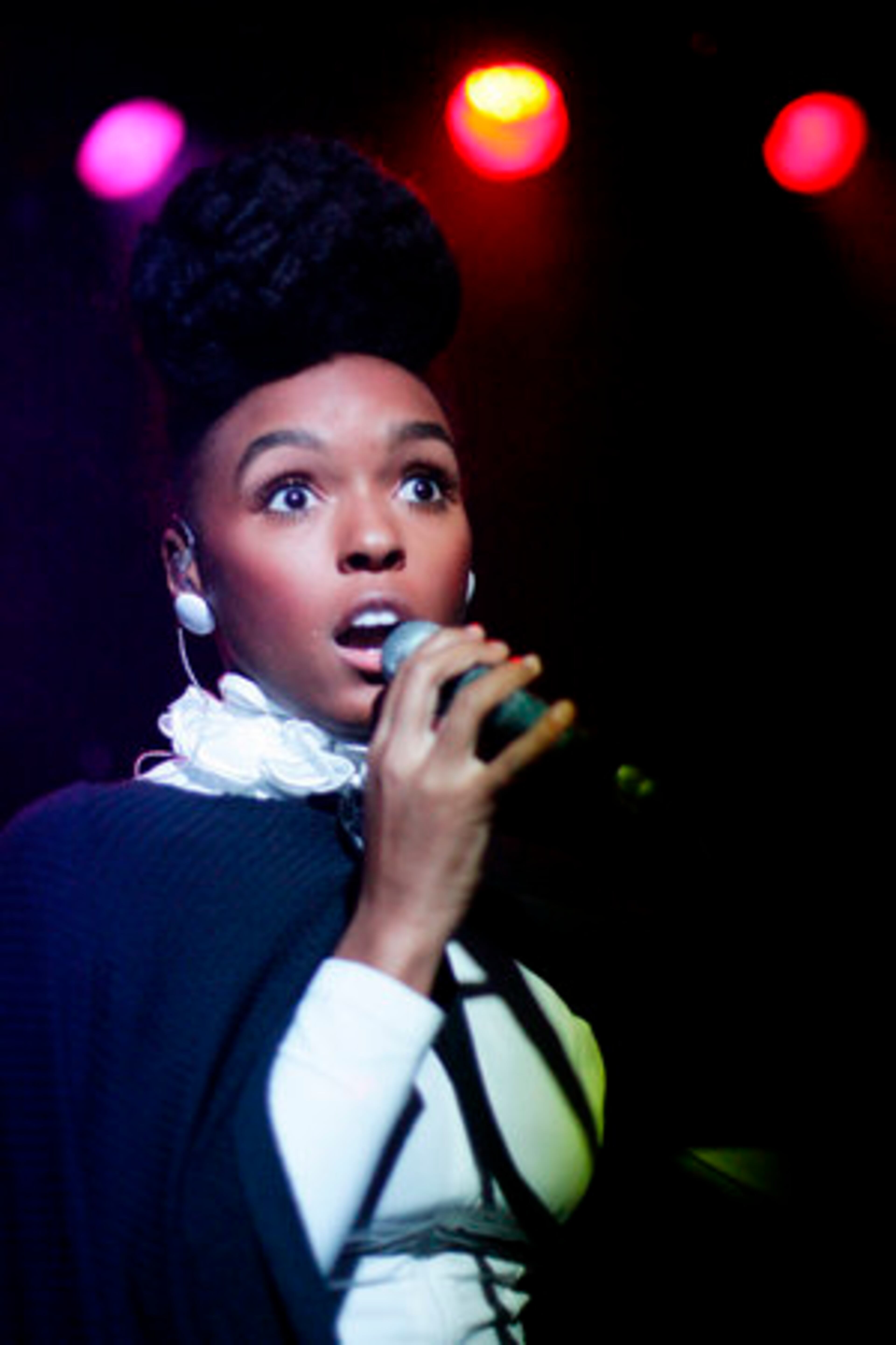 Singer Janelle Monae sings on stage before a sold out crowd at Smith's Olde Bar in Atlanta.
