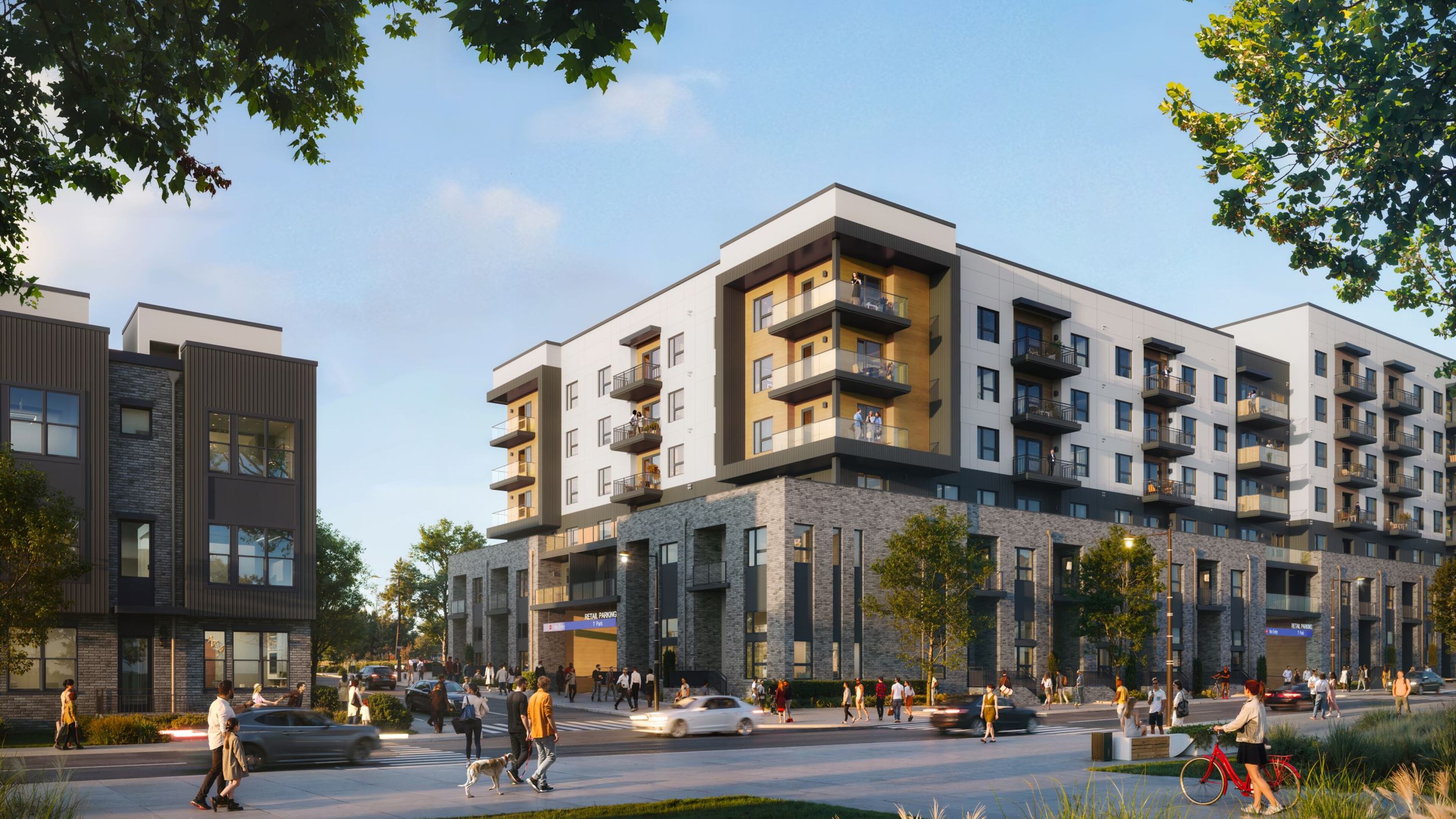 A rendering of the Bowery mixed-use project in Atlanta's Old Fourth Ward neighborhood that was supposed to include a grocery store. (Courtesy of Northwood Ravin)