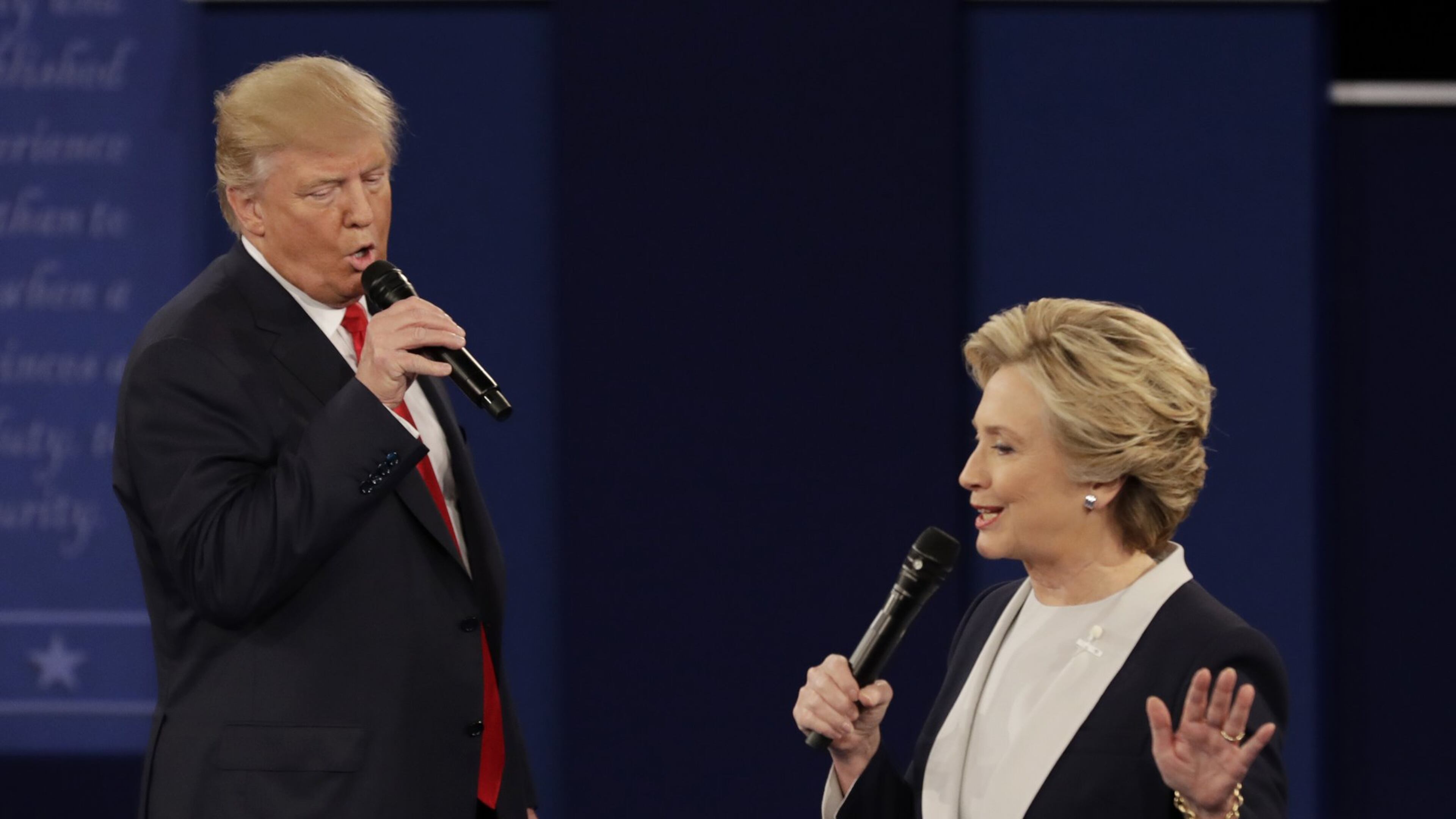 Candidates Donald Trump and Hillary Clinton speak during a presidential debate at Washington University in St. Louis on Oct. 9. The contentiousness of the presidential election is spilling into some workplaces.AP Photo/Patrick Semansky