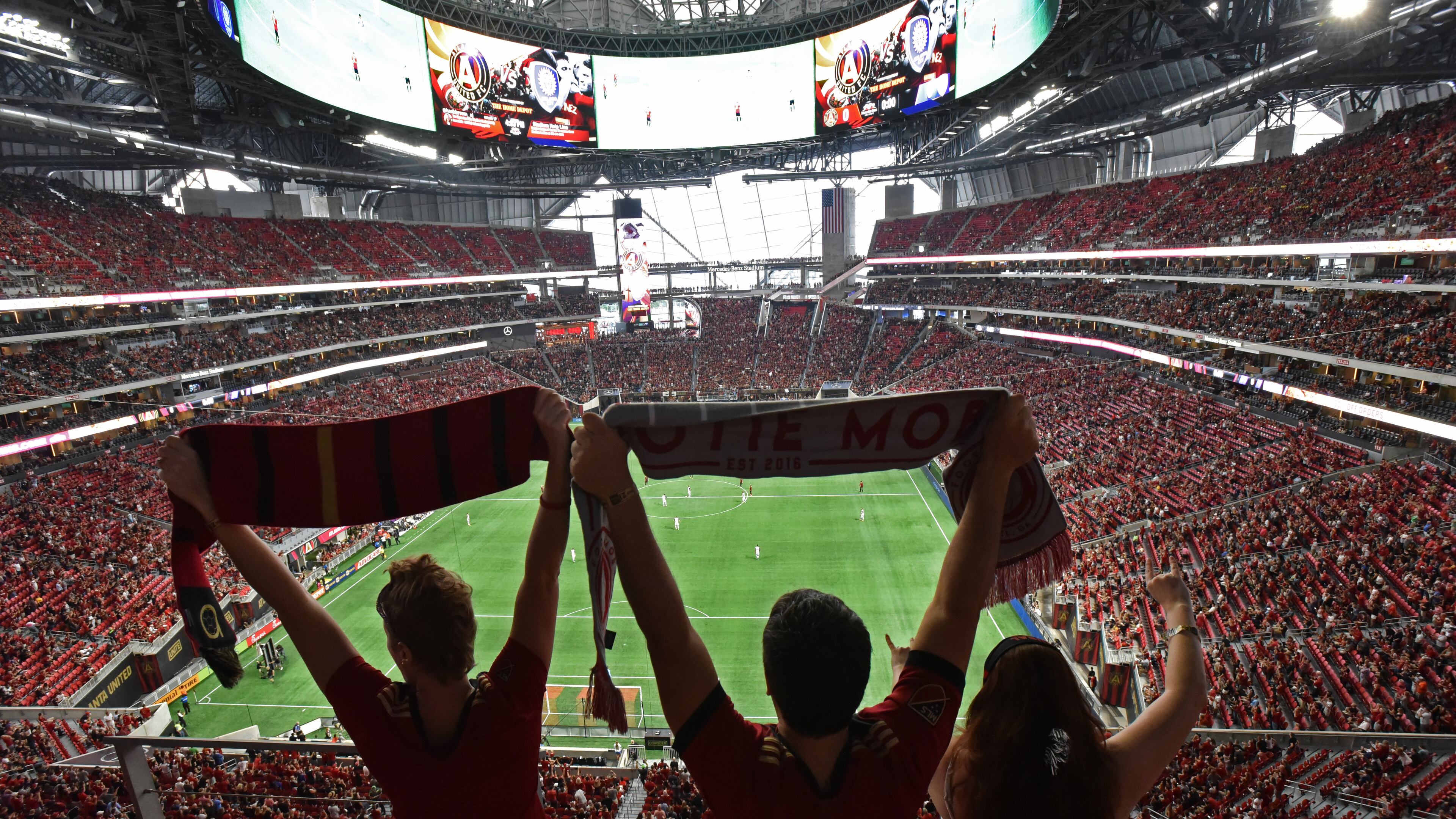 Atlanta United fans cheer for their team before an MLS soccer match against the Orlando City SC on Saturday, September 16, 2017. Hyosub Shin/hshin@ajc.com.