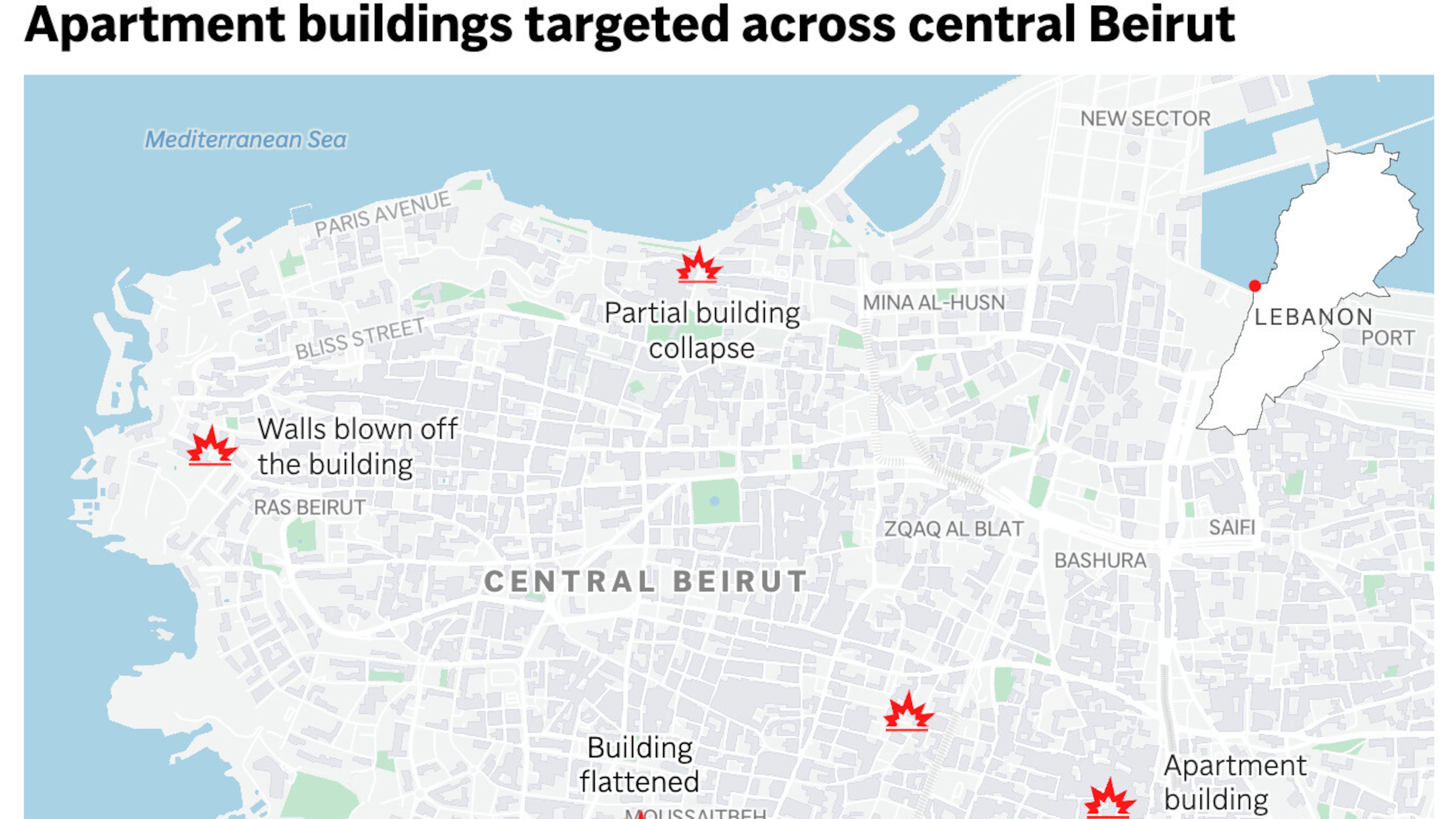 The image above shows Israeli strikes on apartment buildings in central Beirut on April 8. (AP Digital Embed)