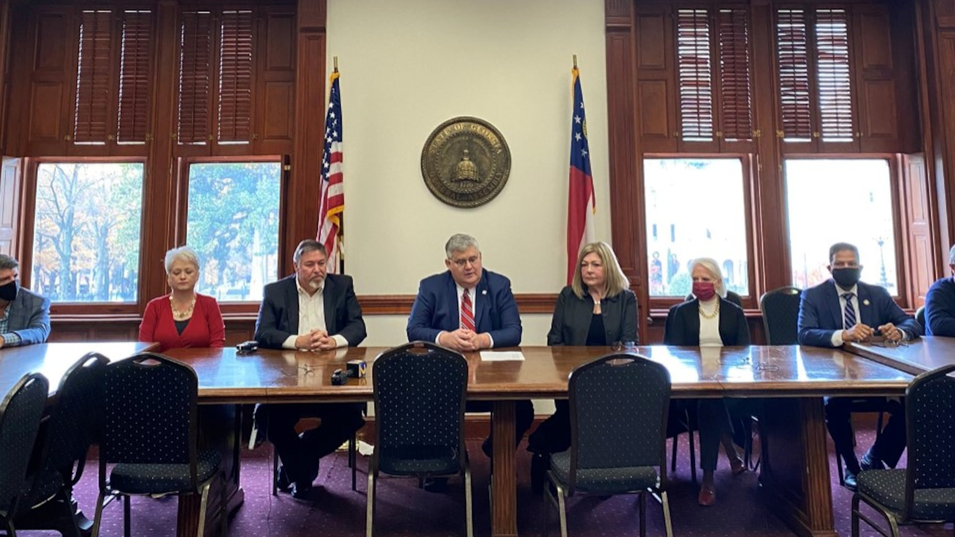 A photo of Georgia GOP Chairman David Shafer and other "electors" for Donald Trump at a Dec. 14, 2020 meeting at the state Capitol. Photo shot and then tweeted out by WSB-TV reporter Richard Elliott.