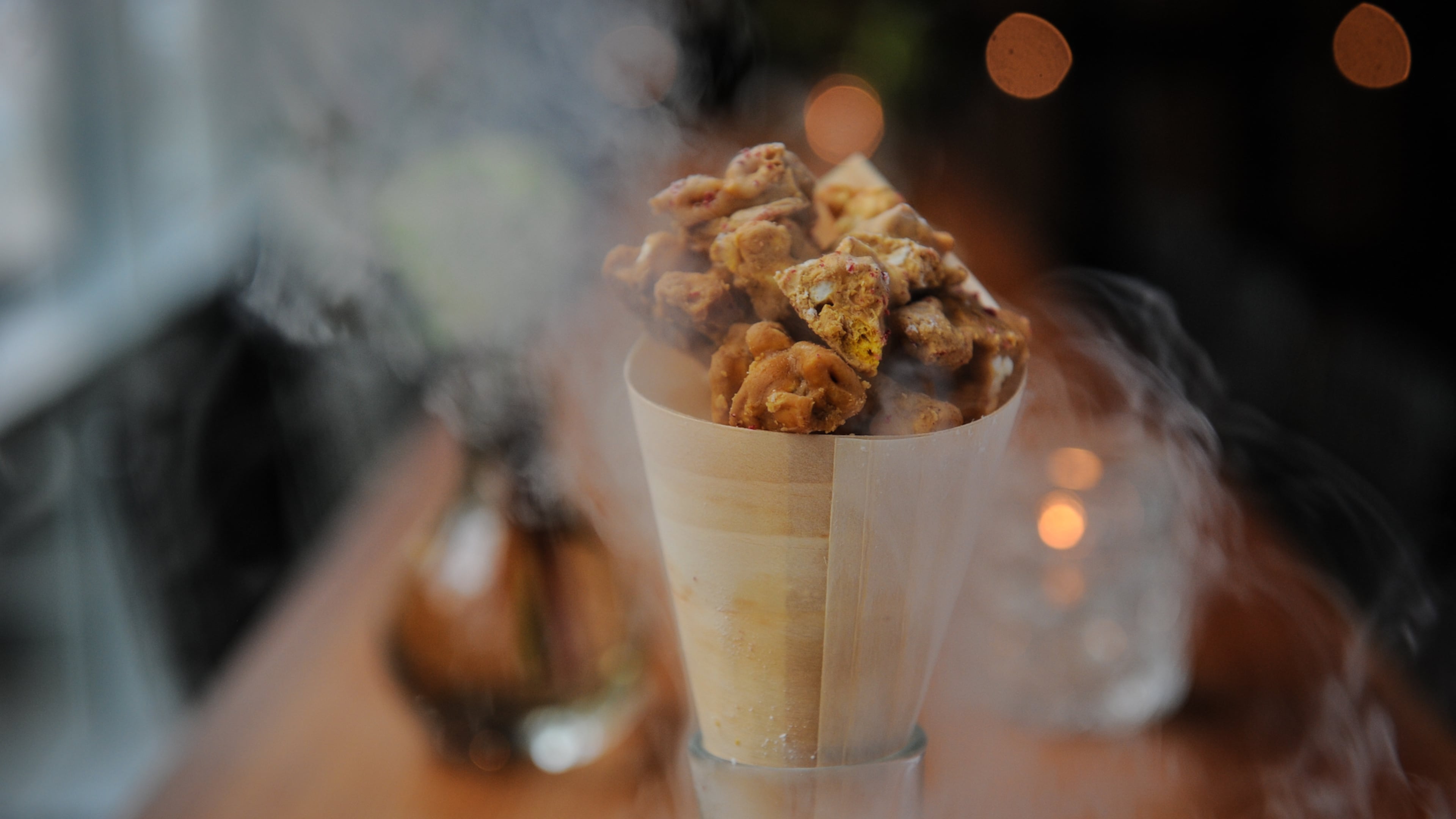 DINNER: Nitro Cap'n Crunch Delight made with popcorn, peanuts, peanut butter nougat and dehydrated berries at Grain. (BECKYSTEINPHOTOGRAPHY.COM)