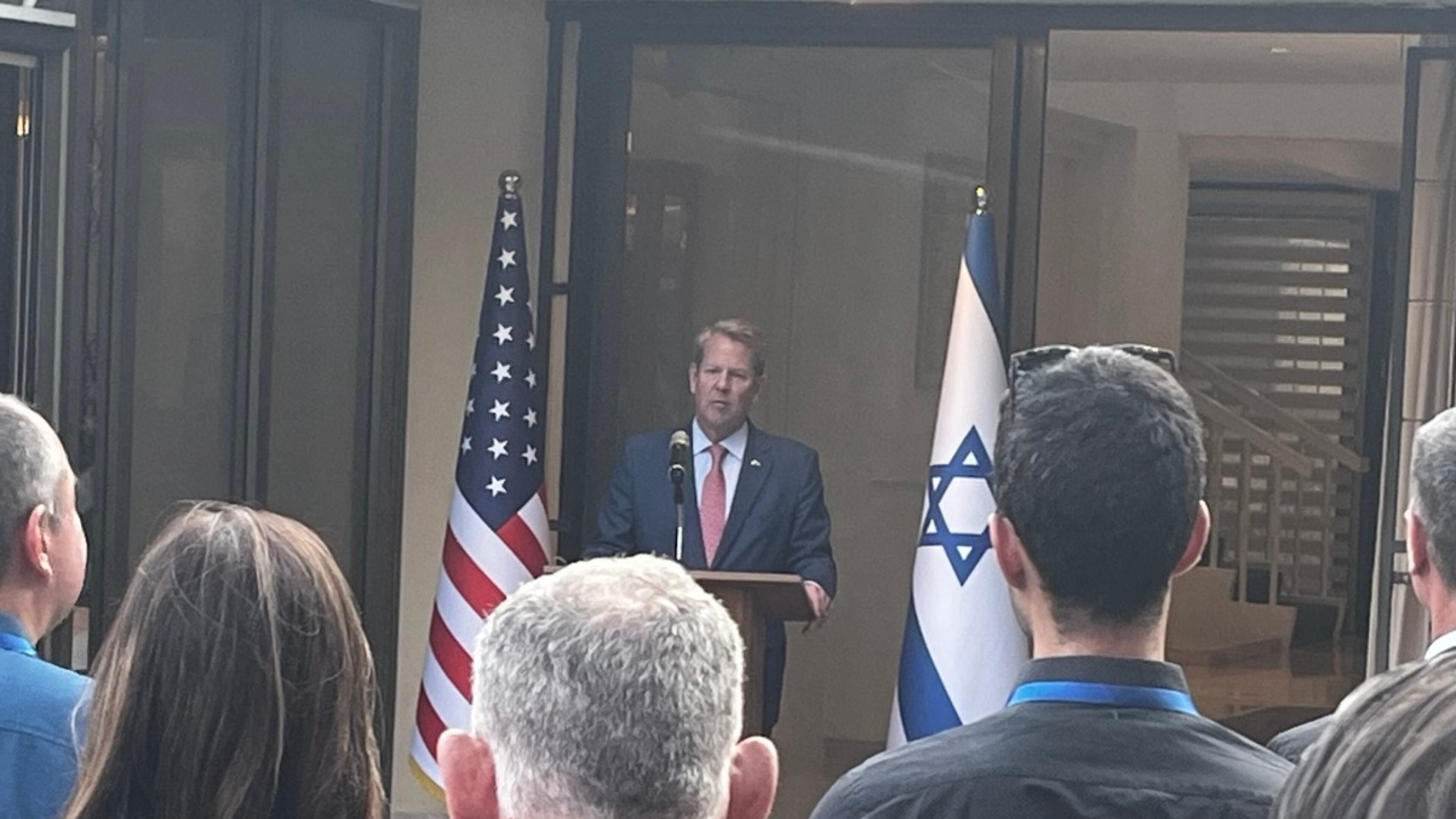Gov. Brian Kemp speaks Monday night at a U.S. Embassy reception in Israel where he highlighted the state's pro-Israel laws and marketed Georgia as a go-to location for the country's firms. “The friendship has been fruitful for all parties,” Kemp said.