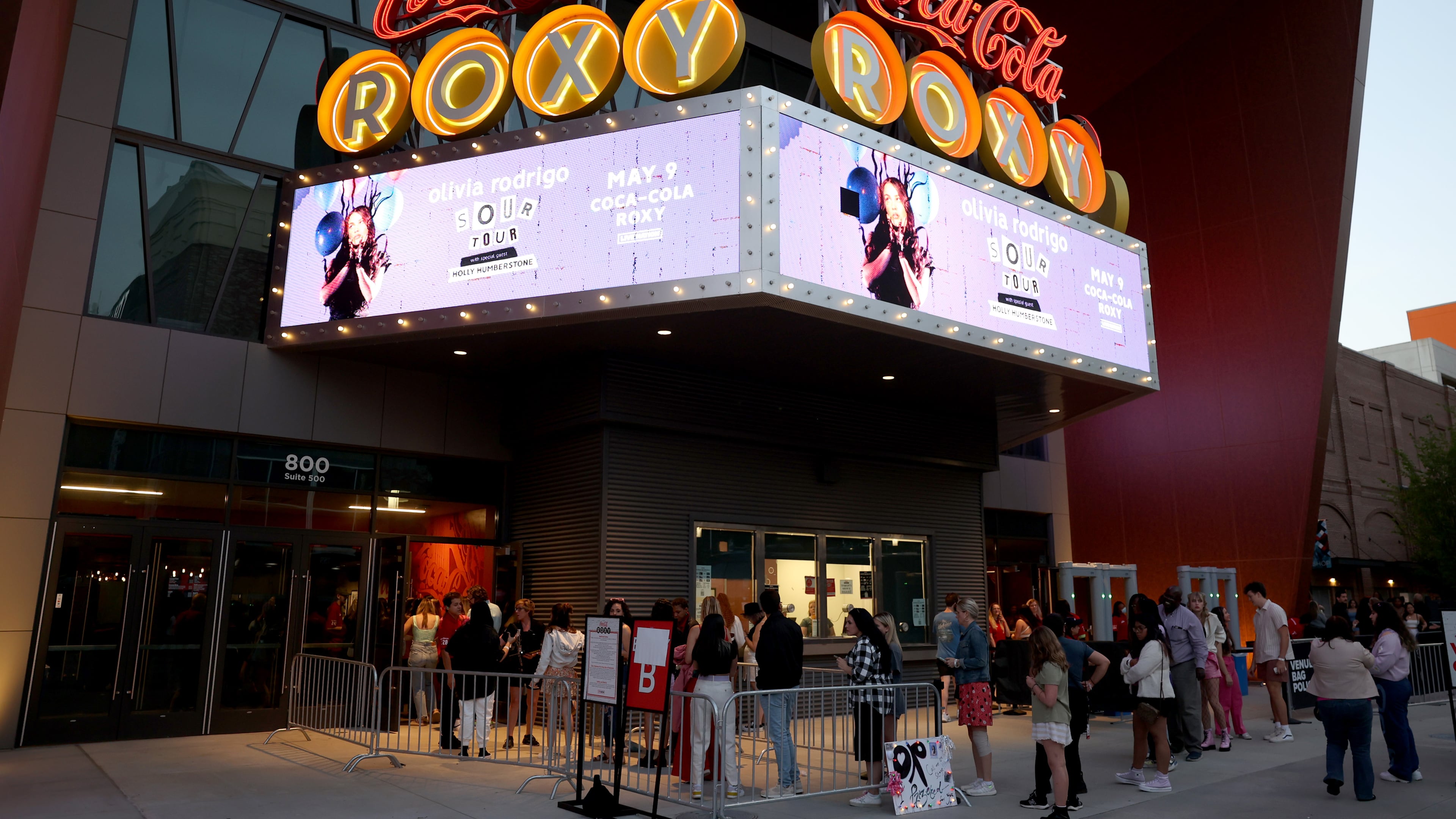 050922 Atlanta: The Coca-Cola Roxy sign is shown before the Olivia Rodrigo concert at the Battery, Monday, May 9, 2022, in Atlanta. (Jason Getz / Jason.Getz@ajc.com)