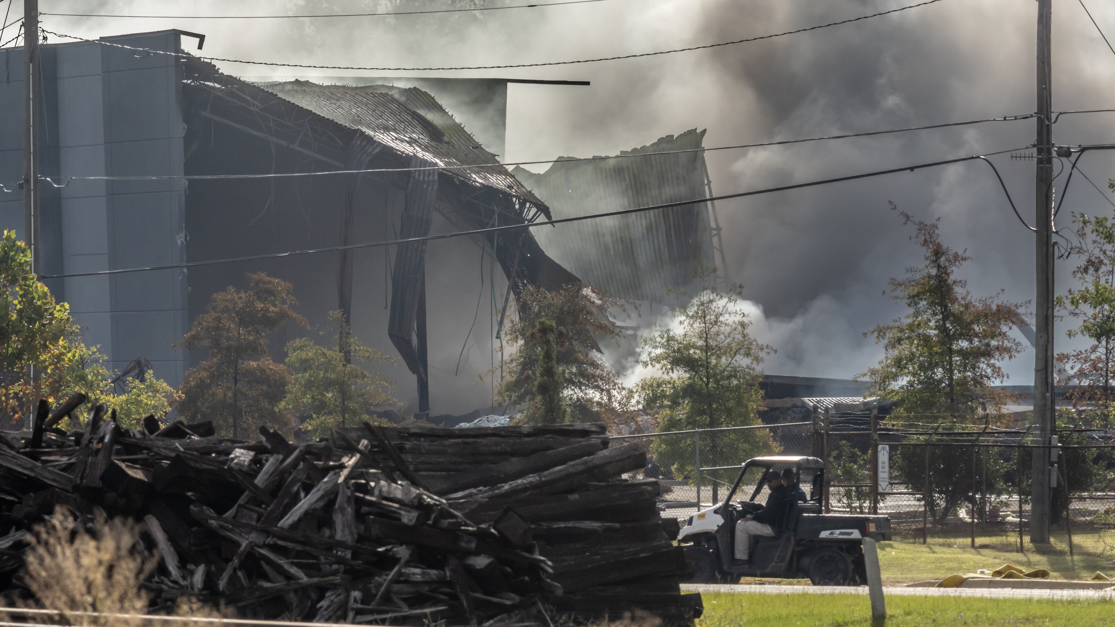 The fire at BioLab continues to present a steady flume across Conyers. Rockdale County residents had been under a shelter-in-place order after the fire broke out Sunday, but authorities lifted the order at 7:45 p.m. Monday. Officials then advised residents to hunker down again early Tuesday if winds pushed the plume overhead.