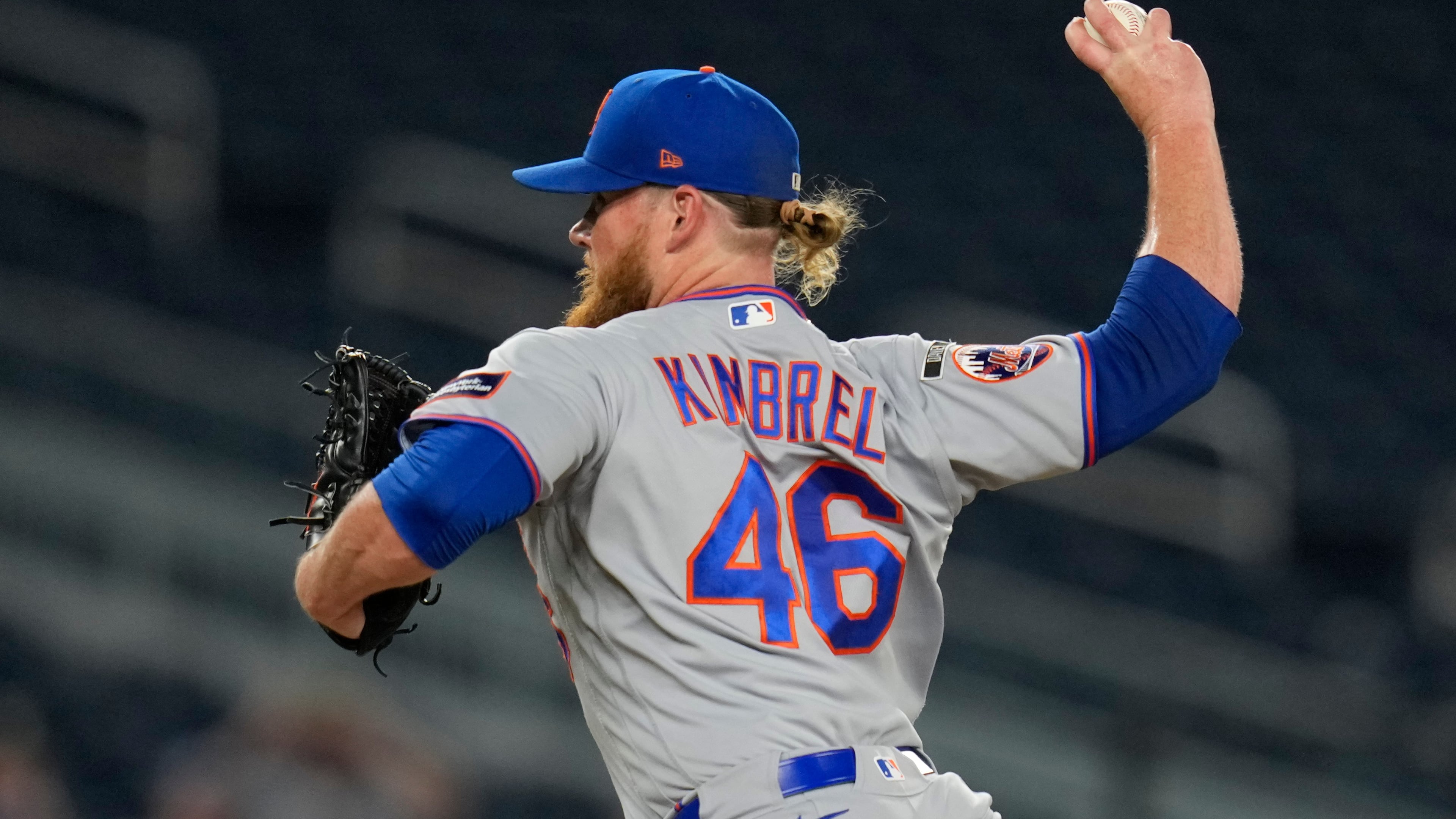 New York Mets pitcher Craig Kimbrel throws to the Washington Nationals during the twelfth inning of a baseball game, Monday, May 18, 2026, in Washington. (AP Photo/Jess Rapfogel)