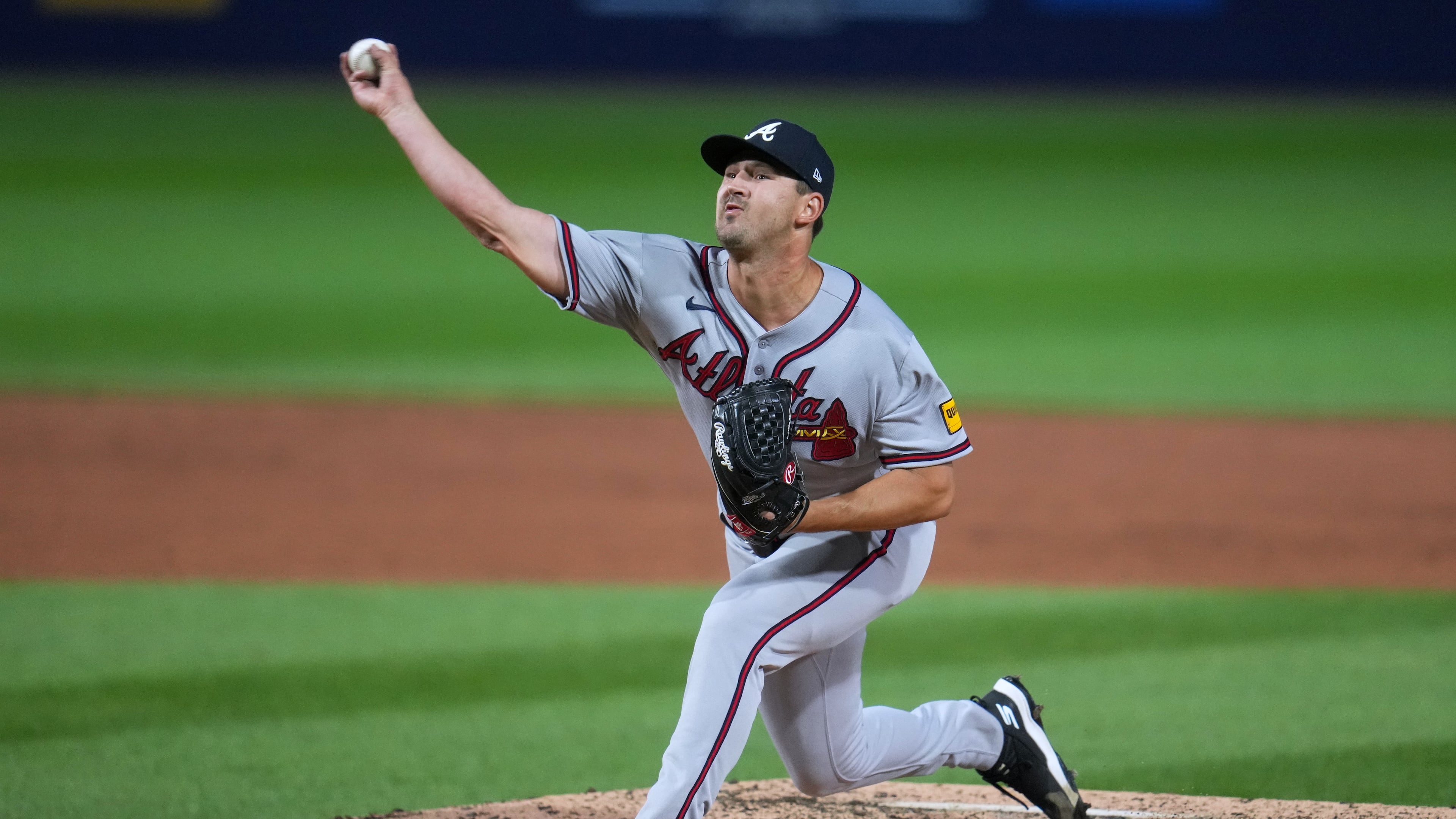 Atlanta Braves' pitcher Tyler Mahle delivers during the third inning of the Little League Classic baseball game against the Milwaukee Brewers in Williamsport, Pa., Sunday, Aug. 23, 2026. (Gene J. Puskar/AP)