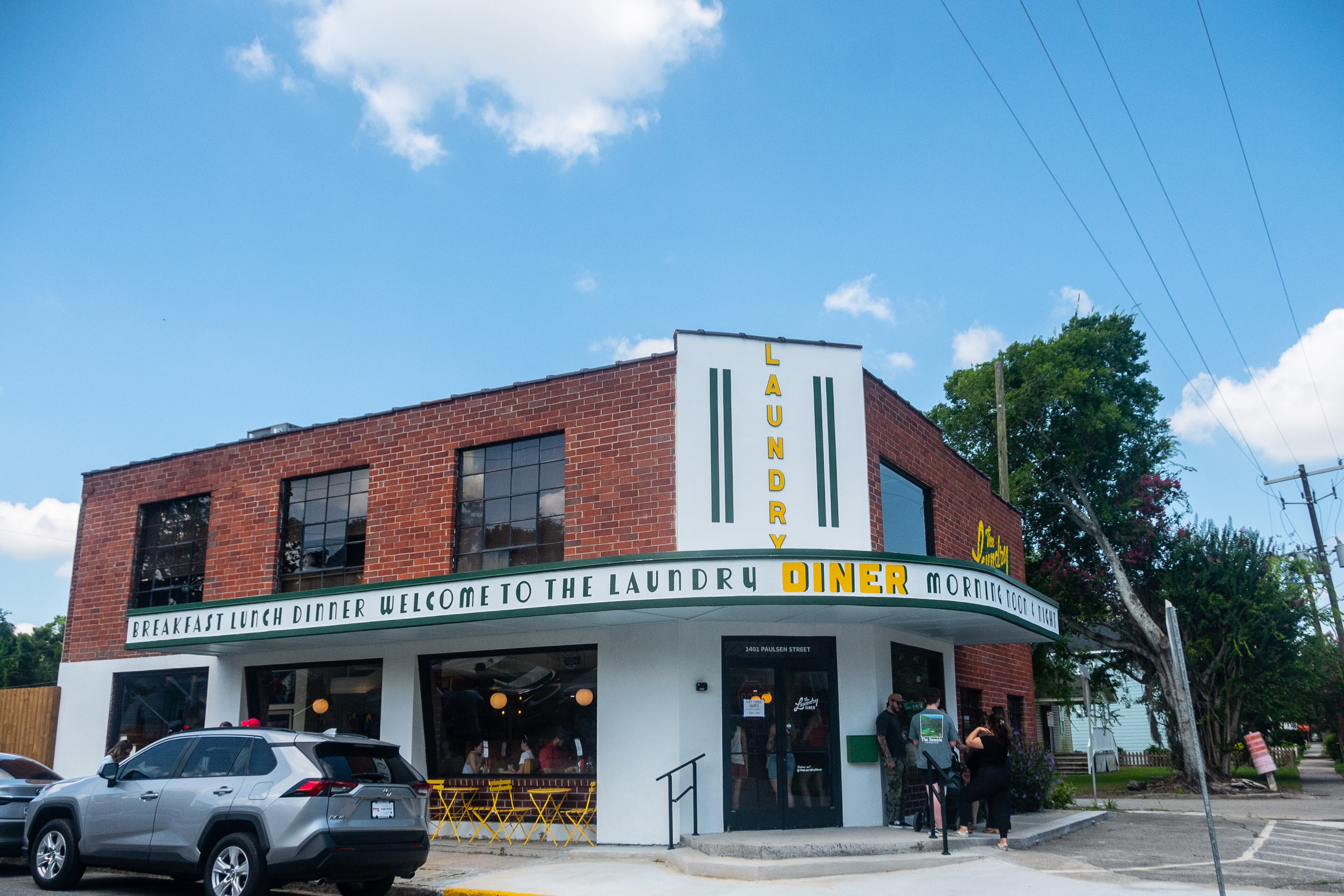 The Laundry Diner makes its home in the former Rogers Laundry building at the intersection of East Anderson and Paulsen streets in Savannah. (Bill Dawers for the AJC)