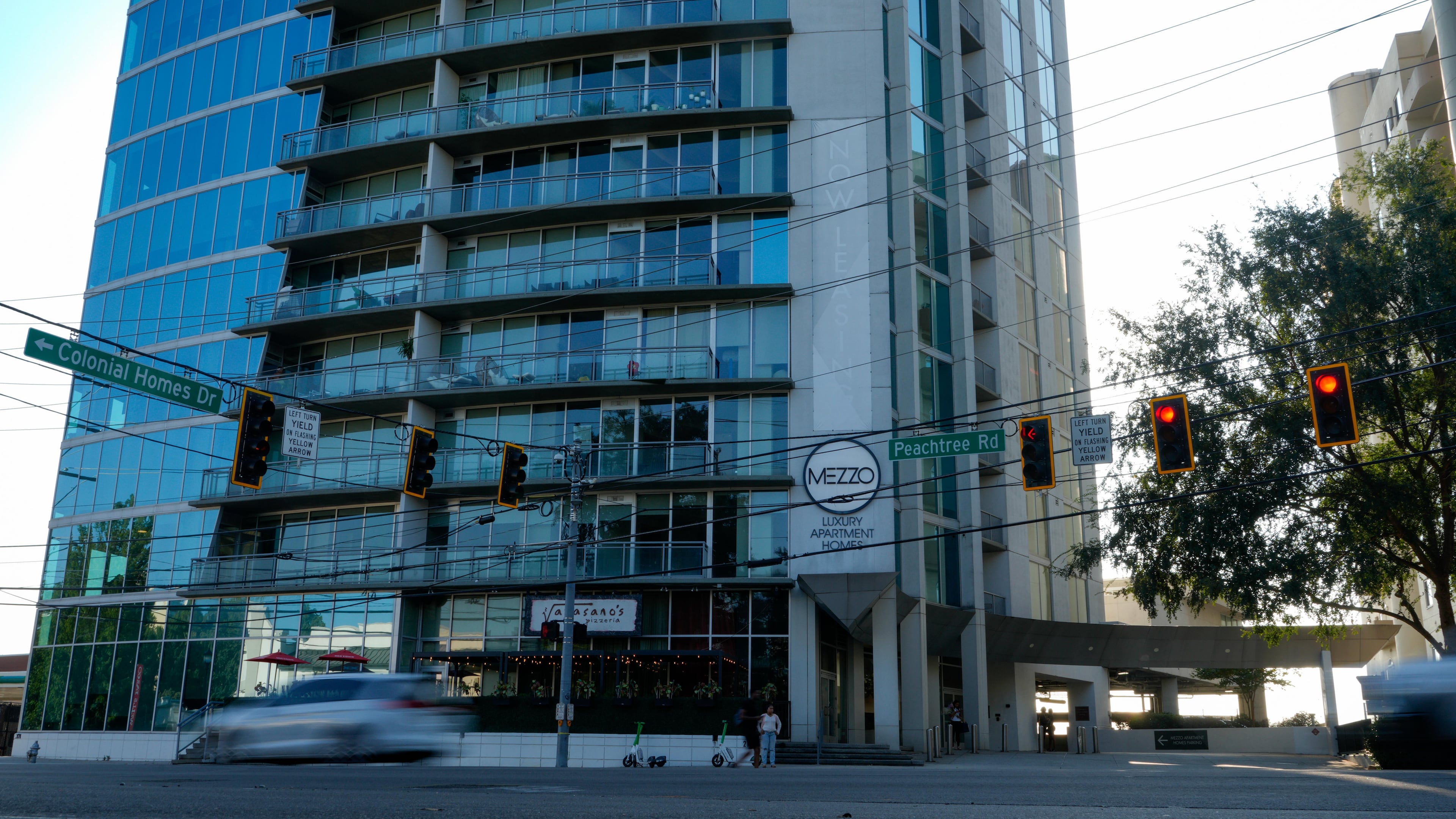 The shooting happened inside the parking deck of Mezzo apartment homes, police said. (Ben Hendren for the AJC)