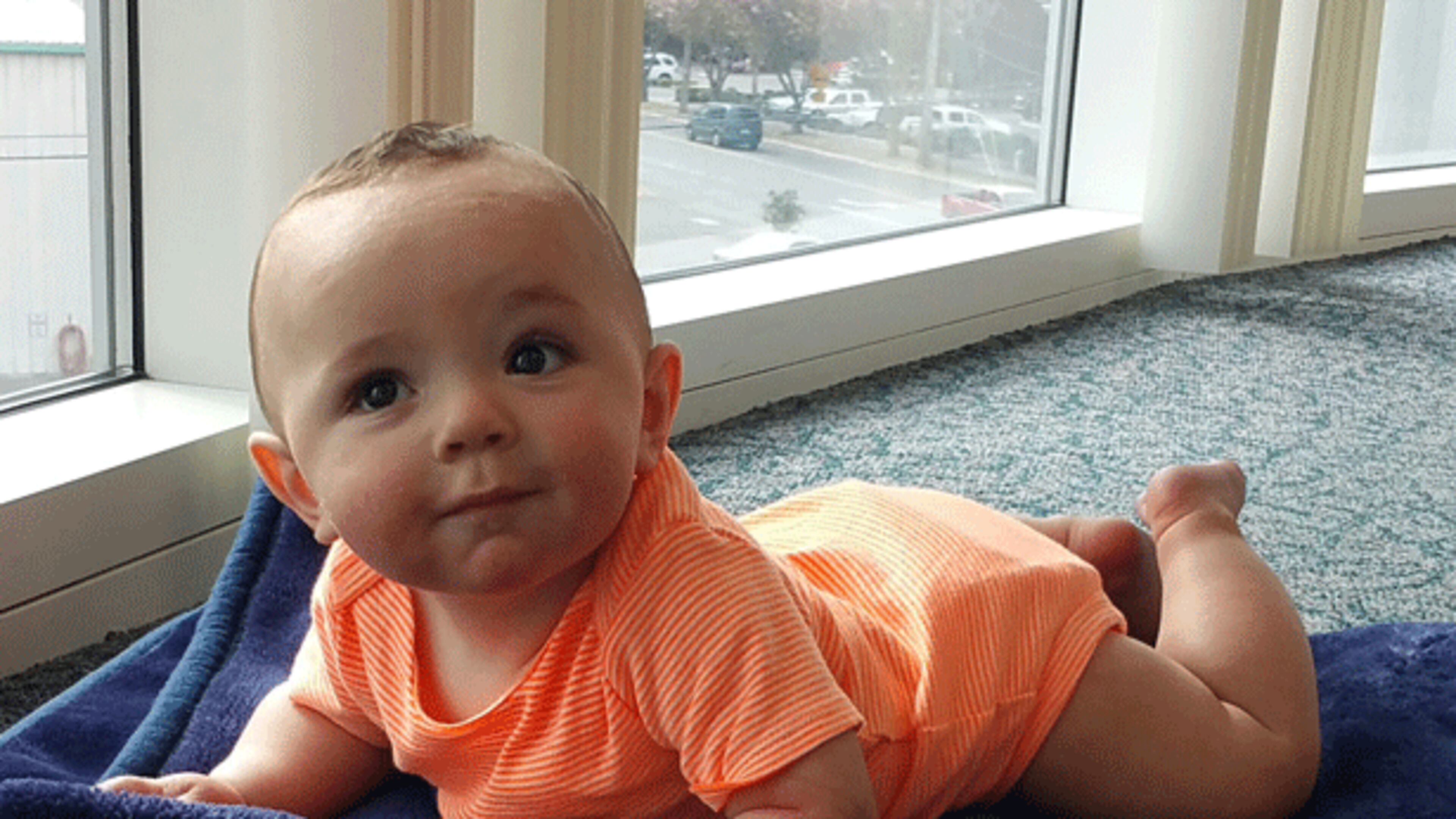When Gavin, or "Office Baby" as he was better known, was 8 weeks old, he joined mom at work.