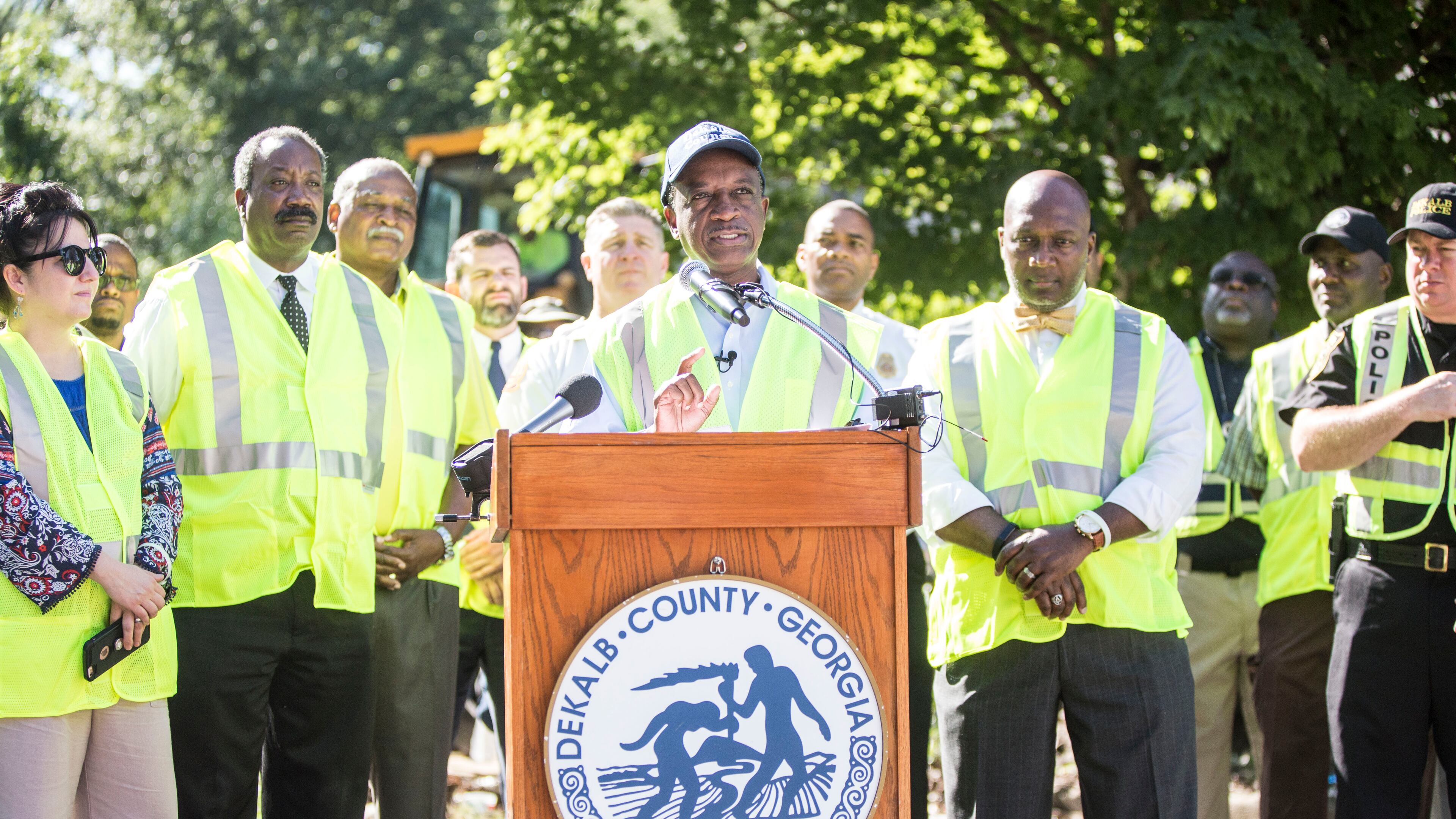 DeKalb County CEO Michael Thurmond announces the start of demolition for two buildings at Brannon Hill Condominium with a news conference on Thursday, July 13, at 10 a.m. Chad Rhym/ Chad.Rhym@ajc.com
