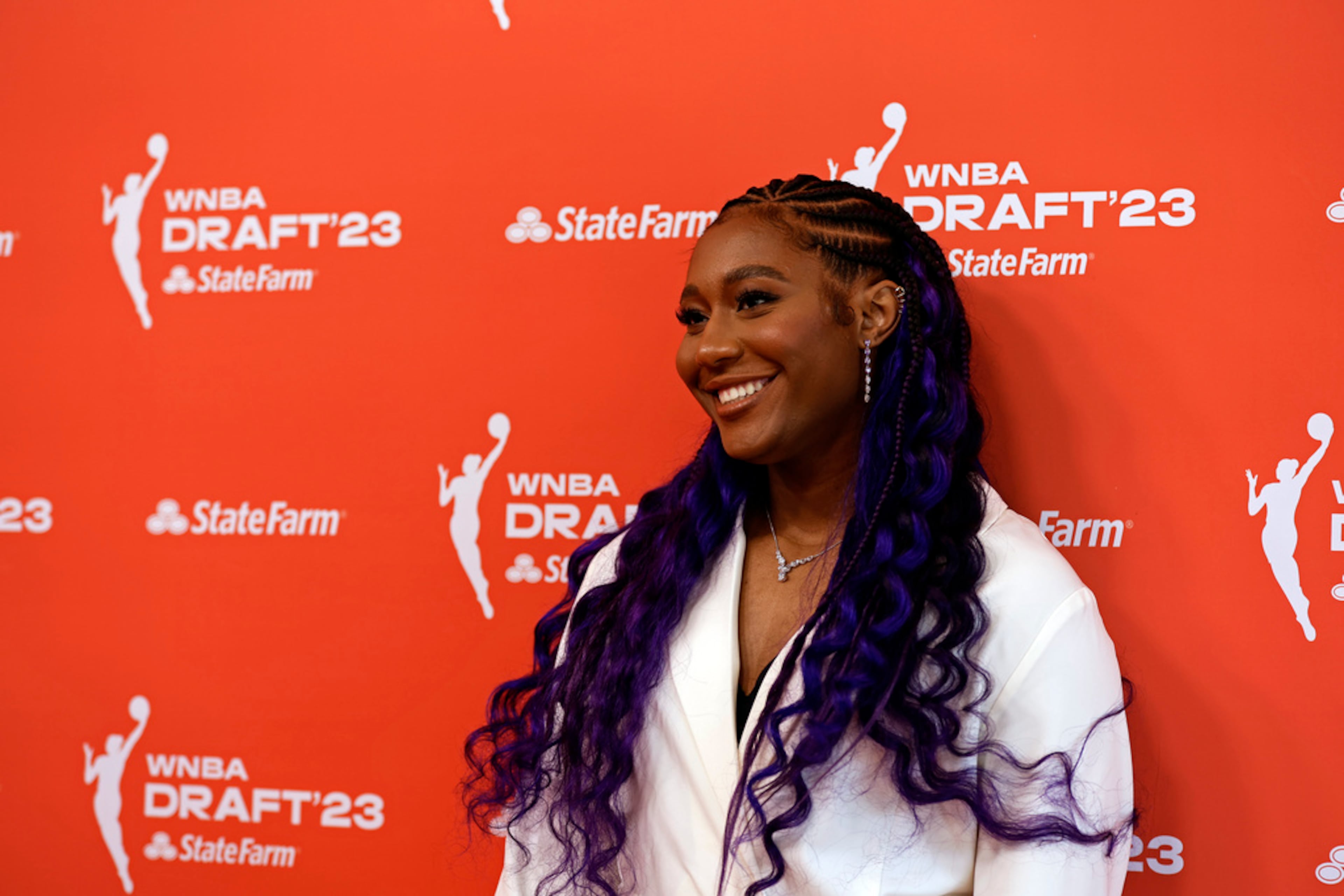 South Carolina's Aliyah Boston arrives at the WNBA basketball draft, Monday, April 10, 2023, in New York. (AP Photo/Adam Hunger)
