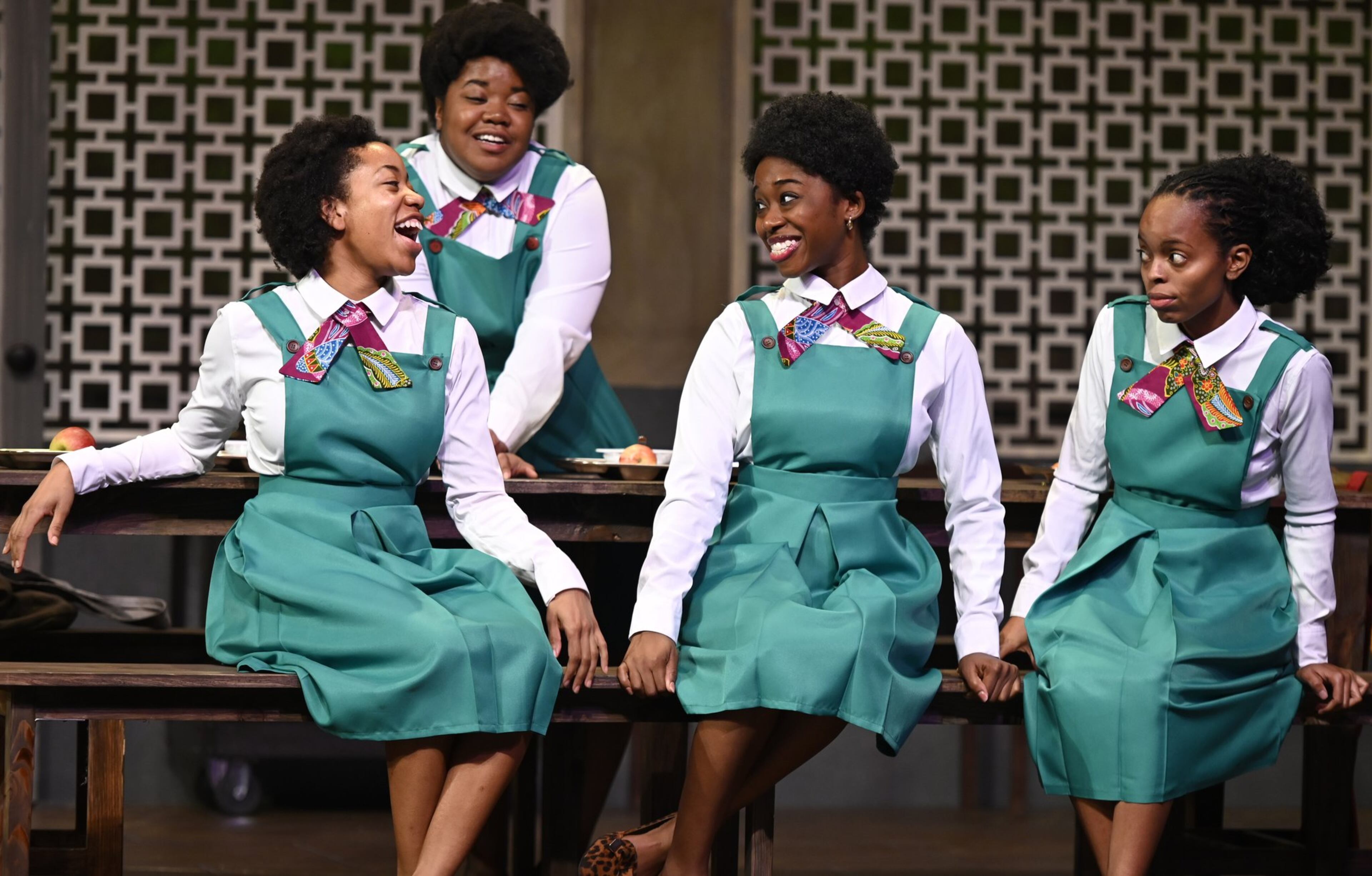 Kristen Jeter (from left), Brittany Deneen, Ellen Ifeoluwa George and Isake Akanke co-star in True Colors Theatre’s “School Girls; or, The African Mean Girls Play.” CONTRIBUTED BY ATLANTAPHOTOGRAPHERS.COM