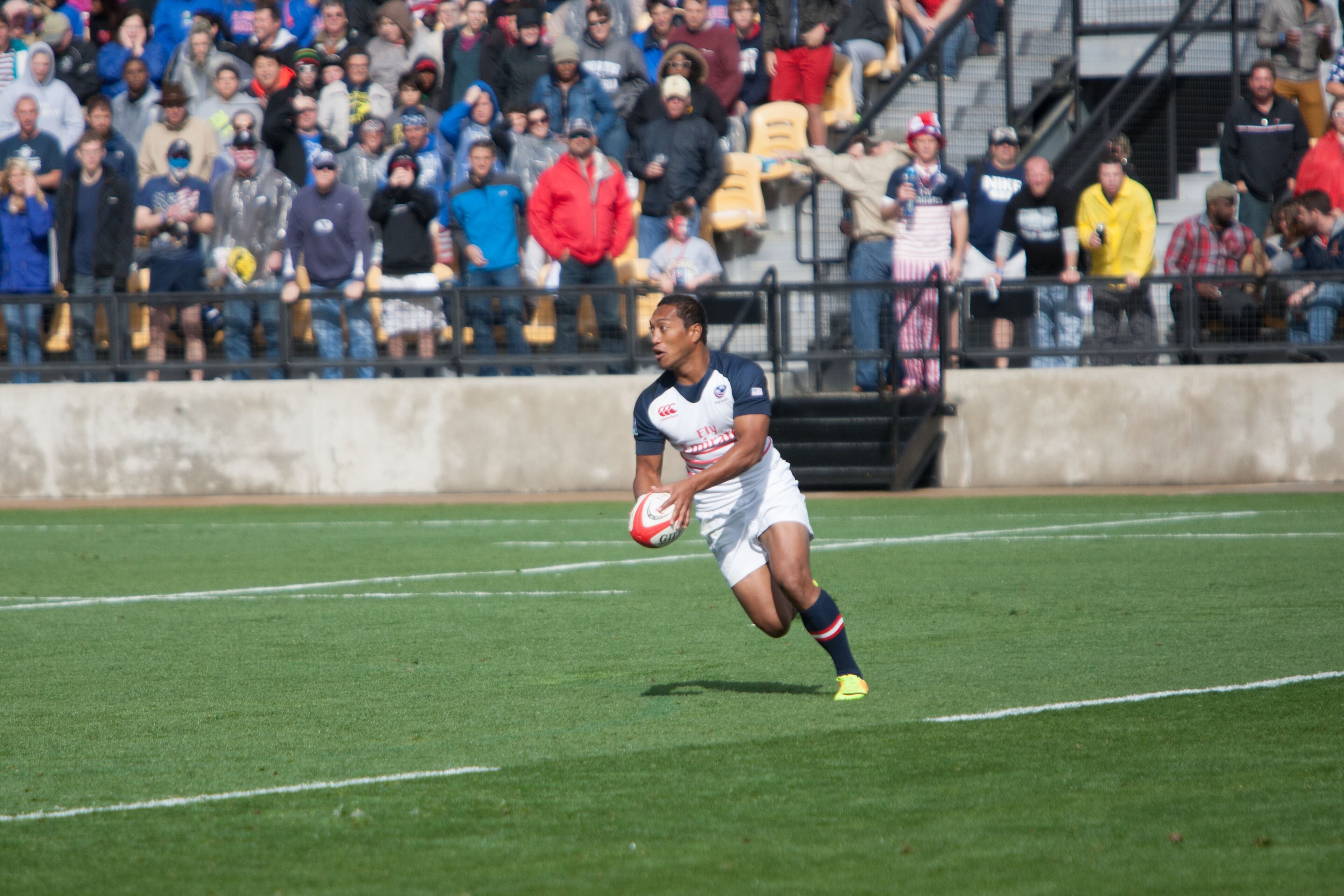USA's Shalom Suniula prepares to pass the ball Saturday, March 29, 2014, in Kennesaw Ga. (SPECIAL/BRANDEN CAMP)