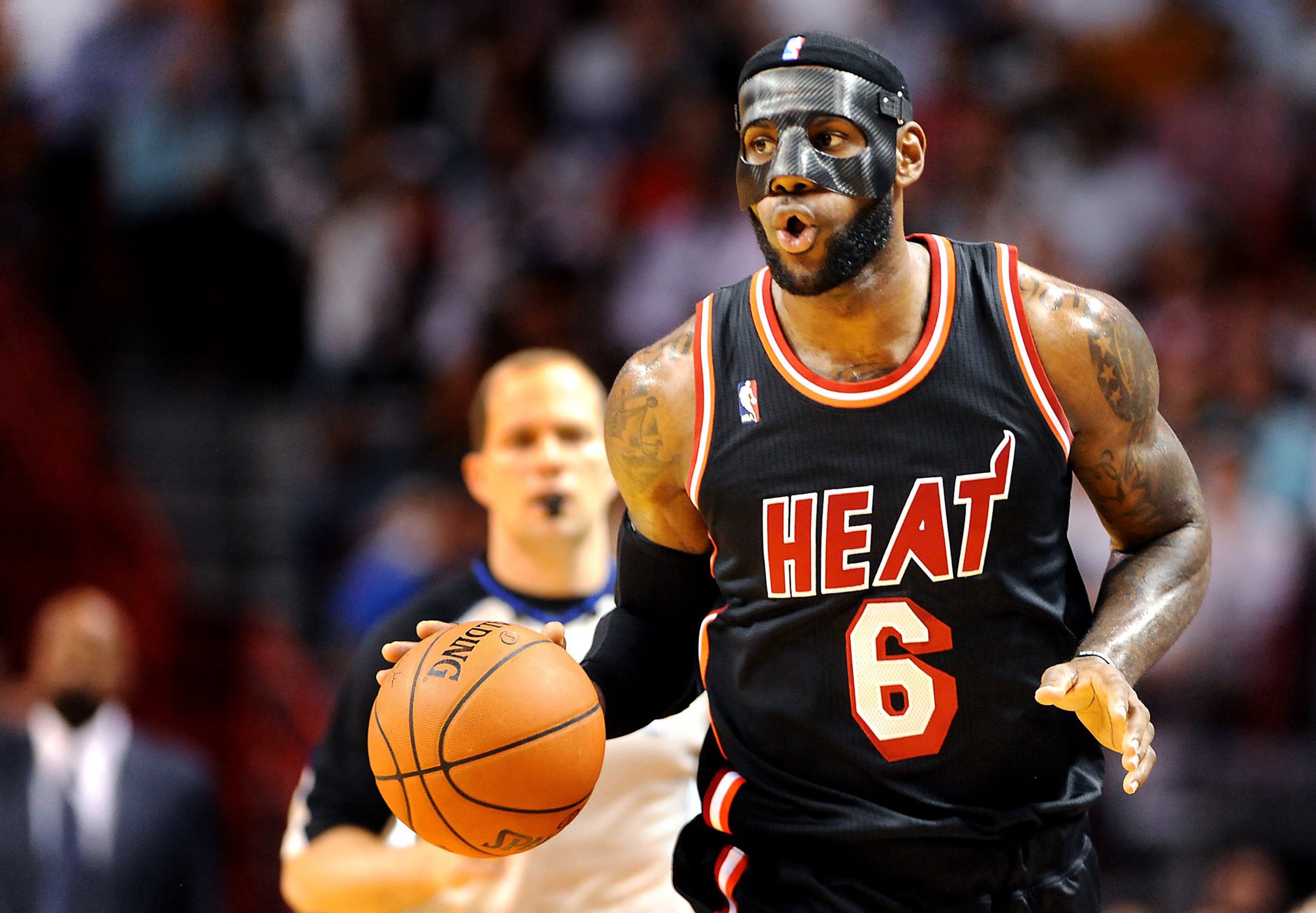 LeBron James heads up court with the ball against the New York Knicks Thursday.