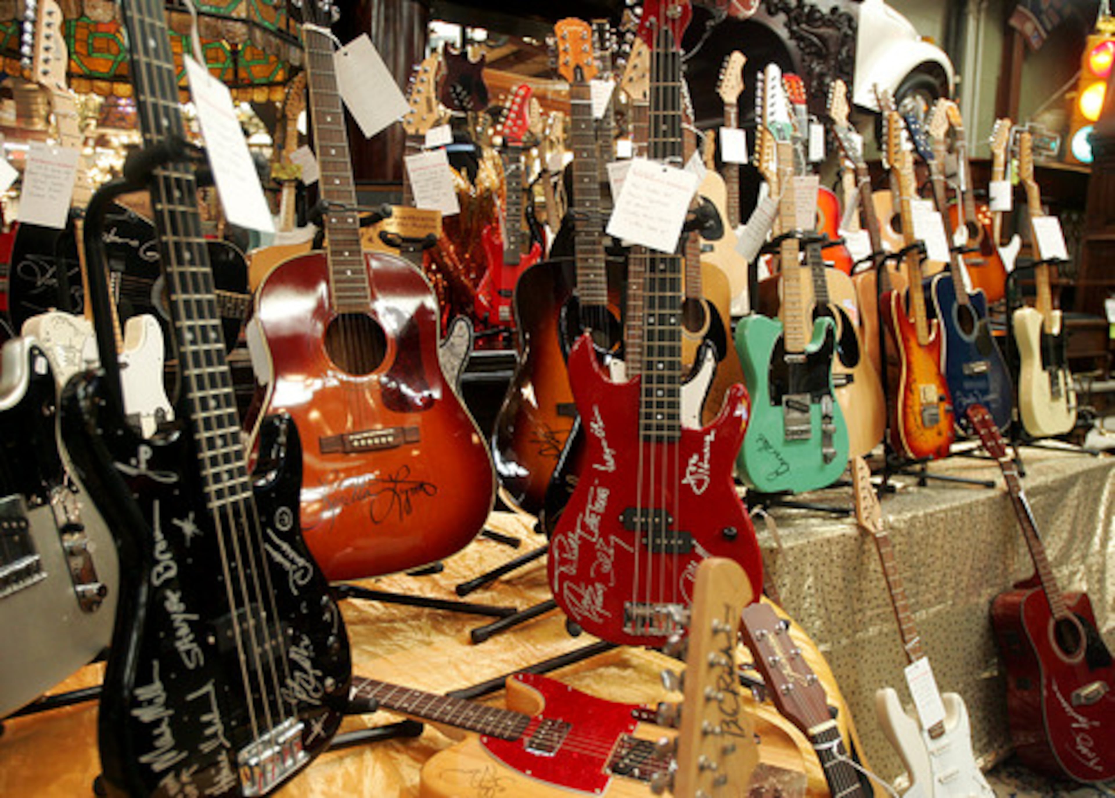 This collection features 74 guitars, all autographed by legendary rock & roll and country music artists from the last 50 years.