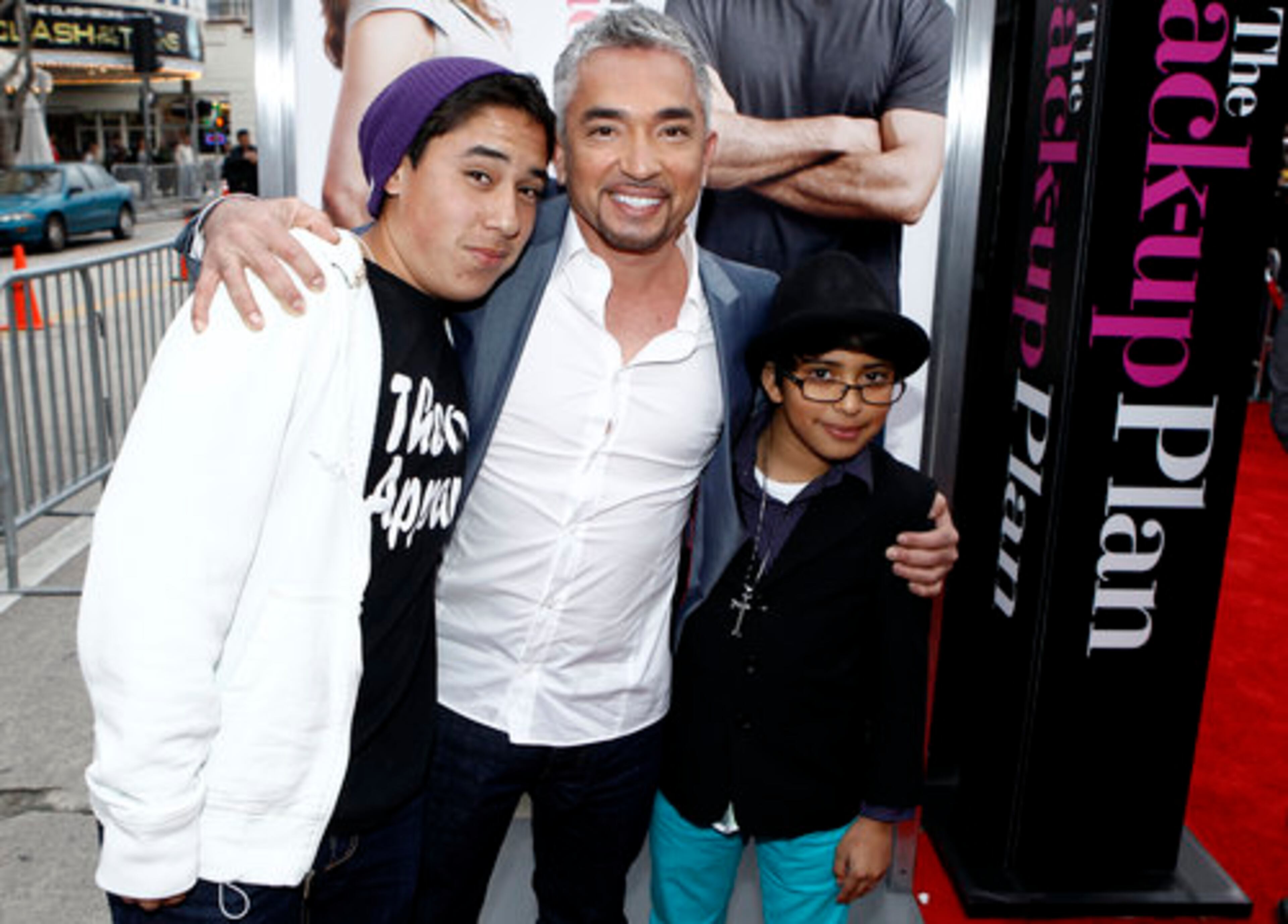 "Dog Whisperer" Cesar Milan brought his sons Andre (left) and Calvin with him.