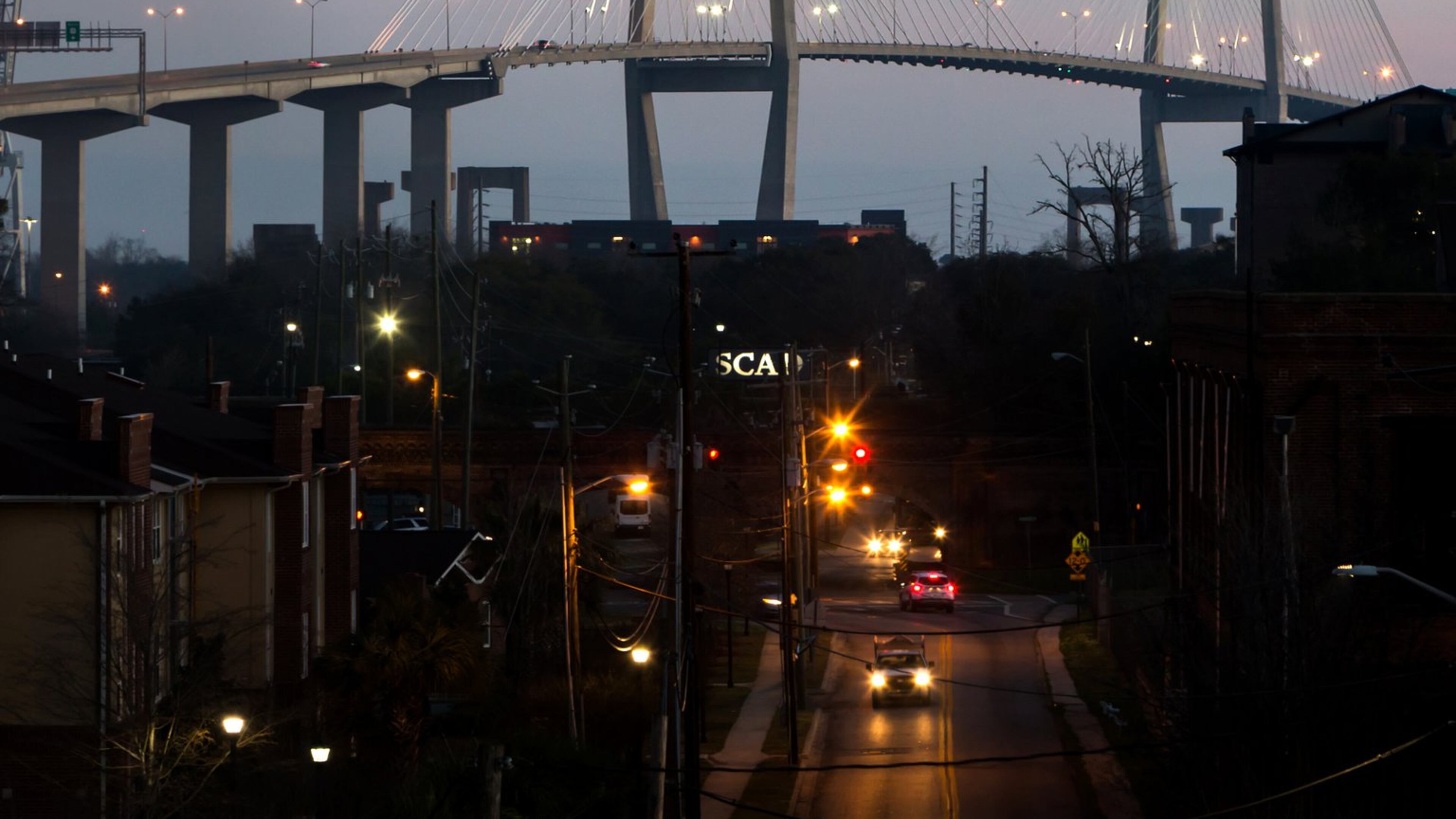 SAVANNAH, GA - FEBRUARY 16, 2018: Sunrise on the Eugene Talmadge Memorial Bridge in Savannah, Ga. Girl Scouts in the Savannah area are urging state lawmakers to change the name of the Talmadge bridge to honor Juliette Gordon Low, the organization’s founder. (AJC Photo/Stephen B. Morton)