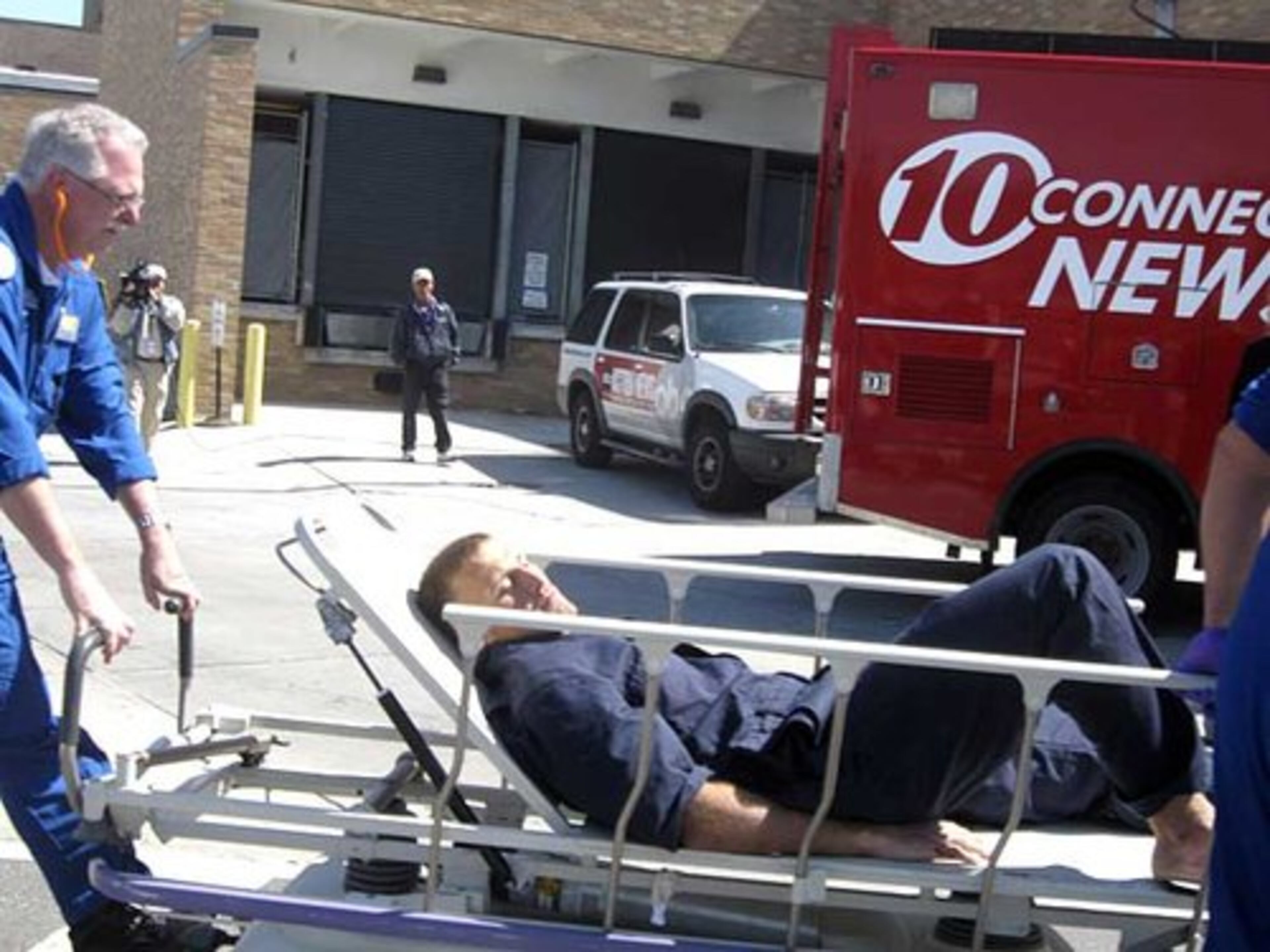 Nick Schuyler is wheeled into Tampa General after being transported by a helicopter from a rescue at sea in Tampa, Fla., Monday March 2, 2009.