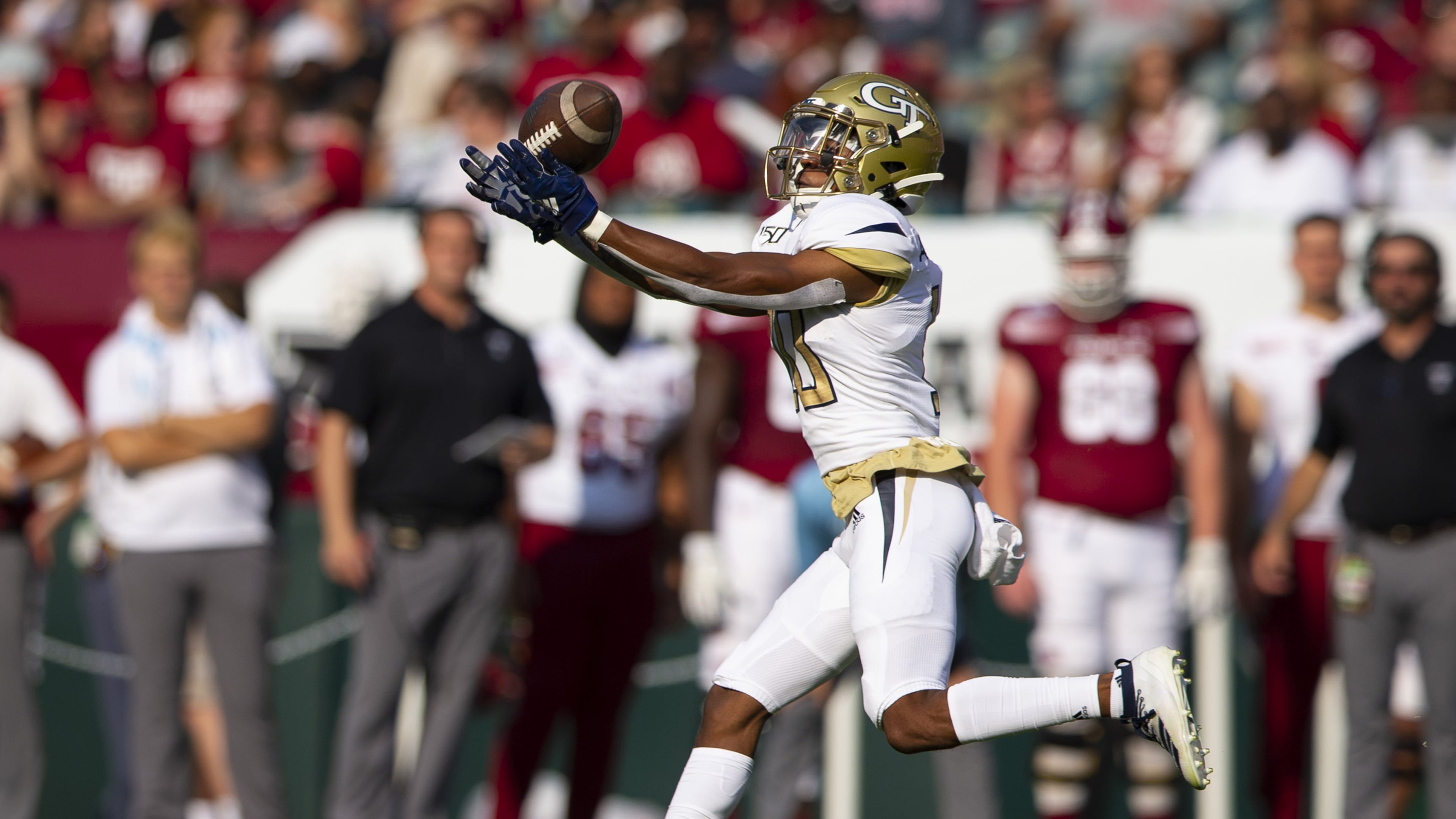 Georgia Tech's Ahmarean Brown pulls in a pass during the first half. (Photo by Mitchell Leff/Getty Images)