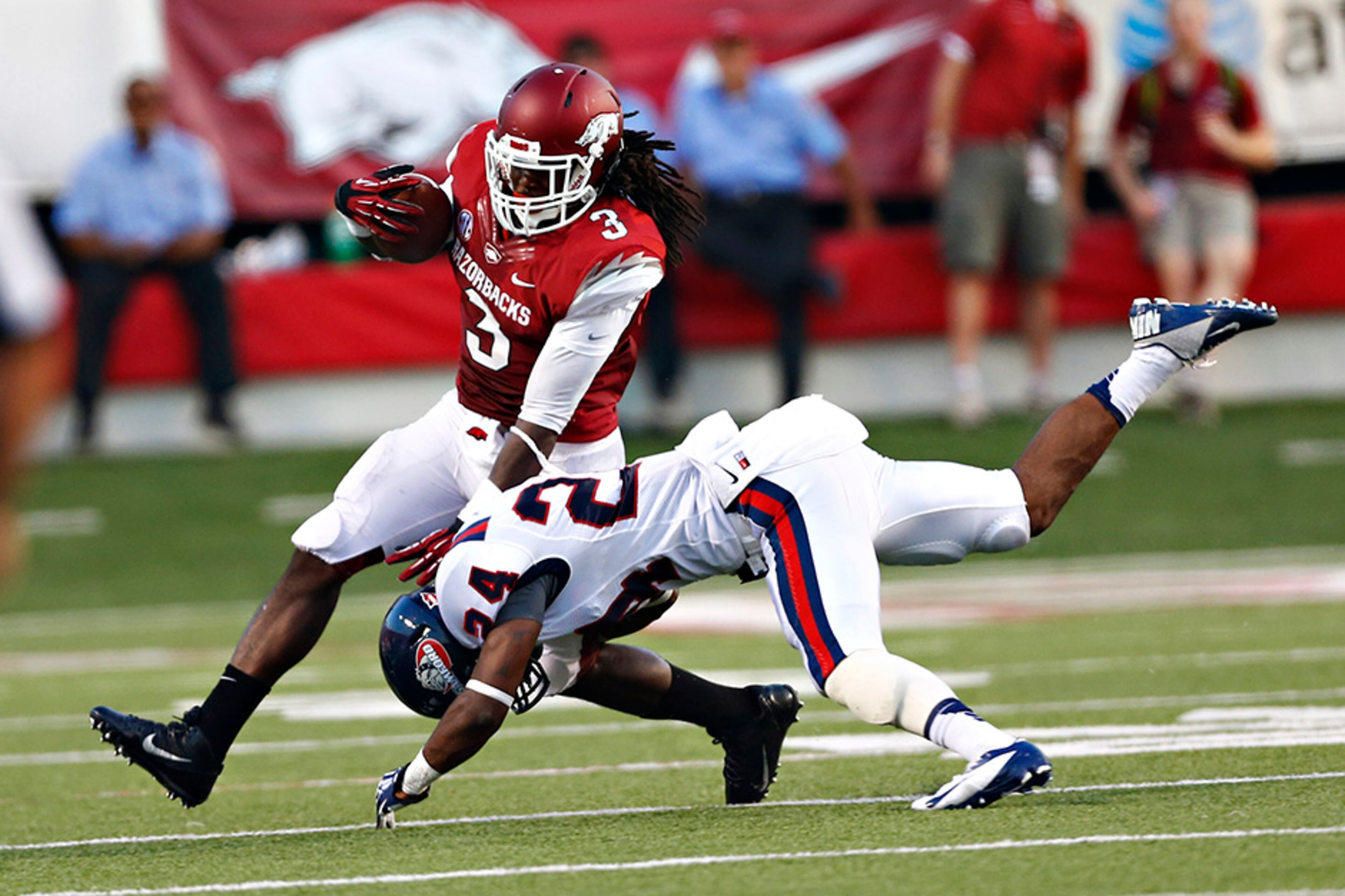 Alex Collins, running back, Arkansas: Collins rushed for more than 100 yards in four of his first five games as a freshman. The Razorbacks were winless in the SEC last season and the 1,026-yard rusher will be a big spark on offense.