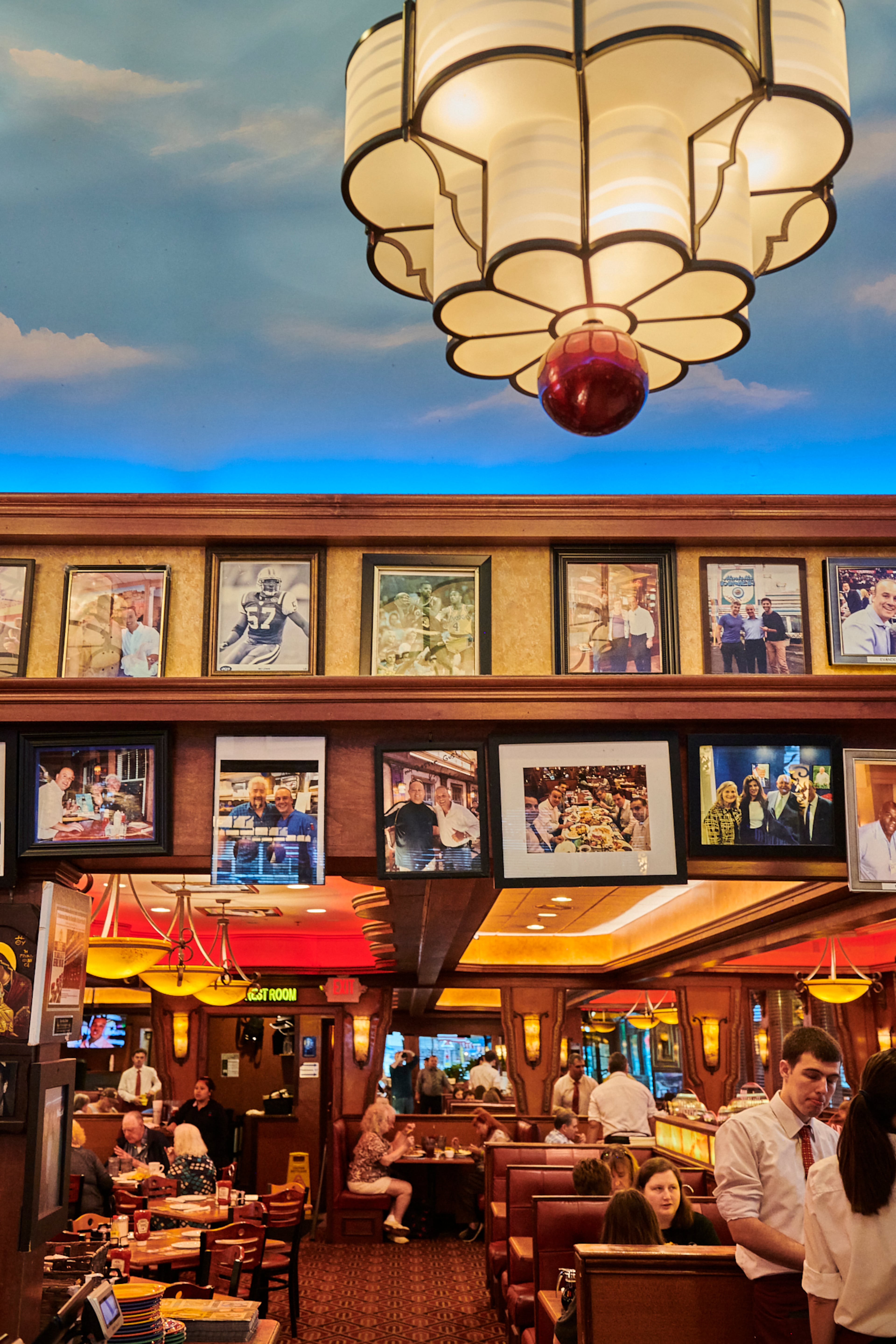 The Marietta Diner features beautiful lighting fixtures and the sky painted on the ceiling. (Greg Rannells for The Atlanta Journal-Constitution)